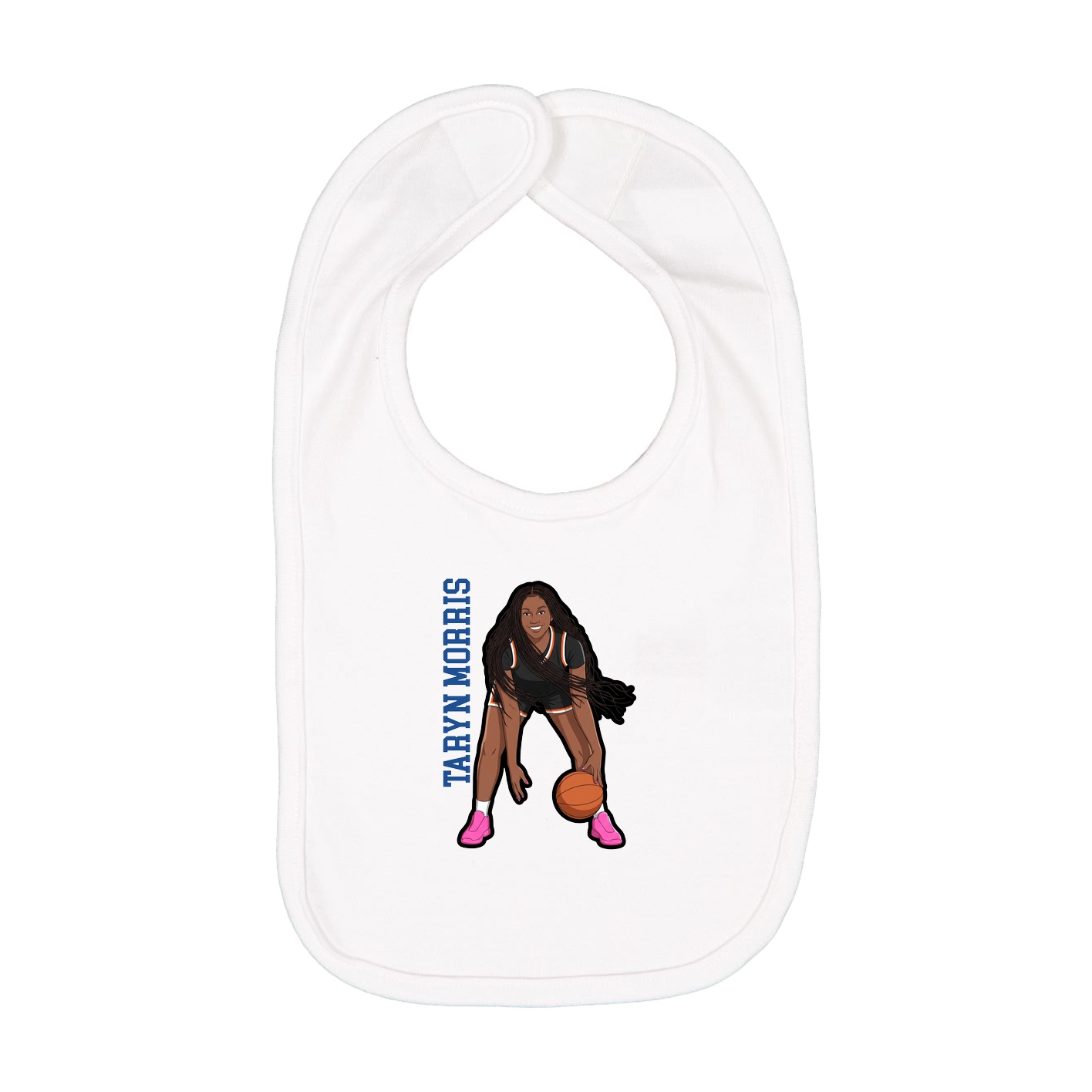 Infant Bib — Name Vertical in White