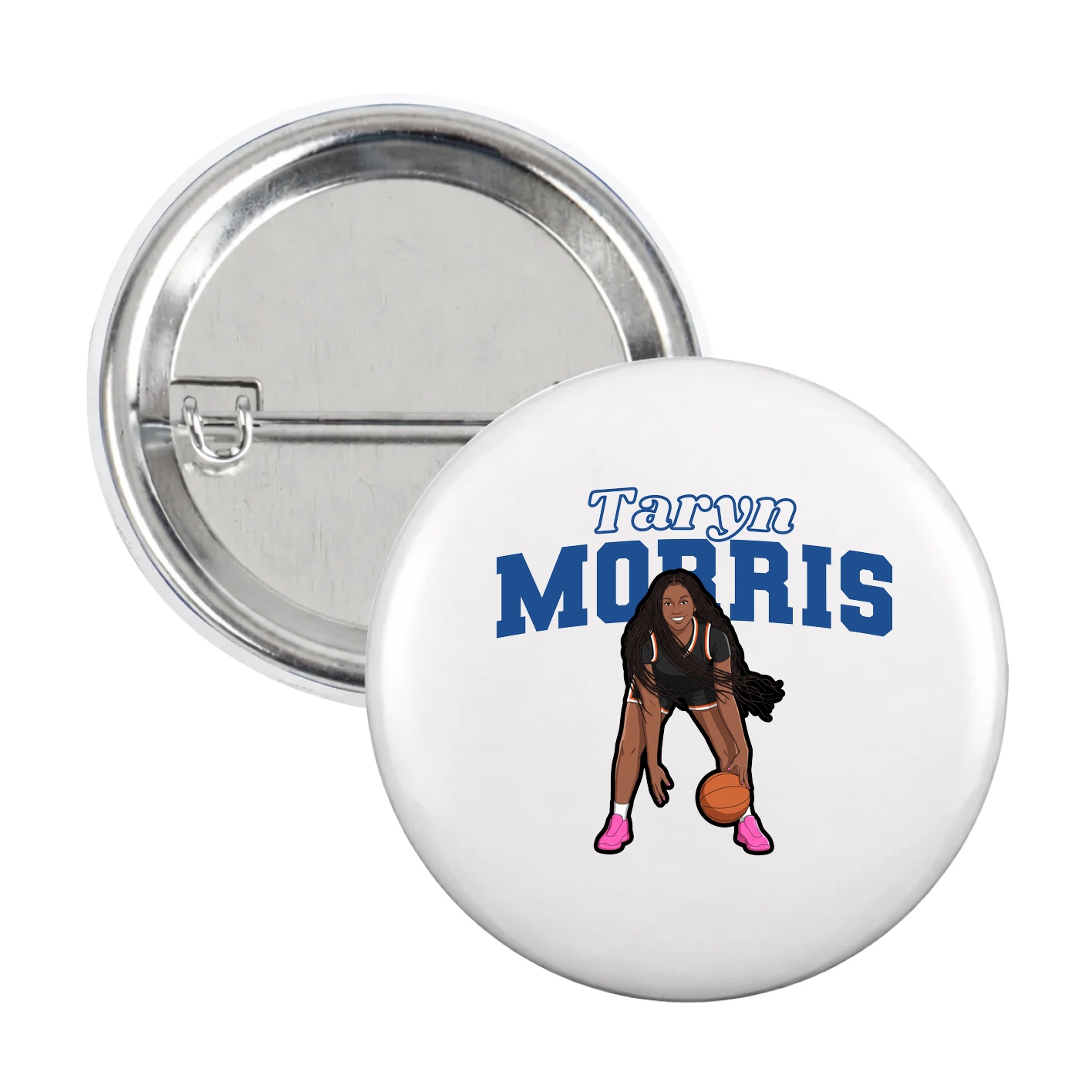 Game Day Button — Name Arch in White
