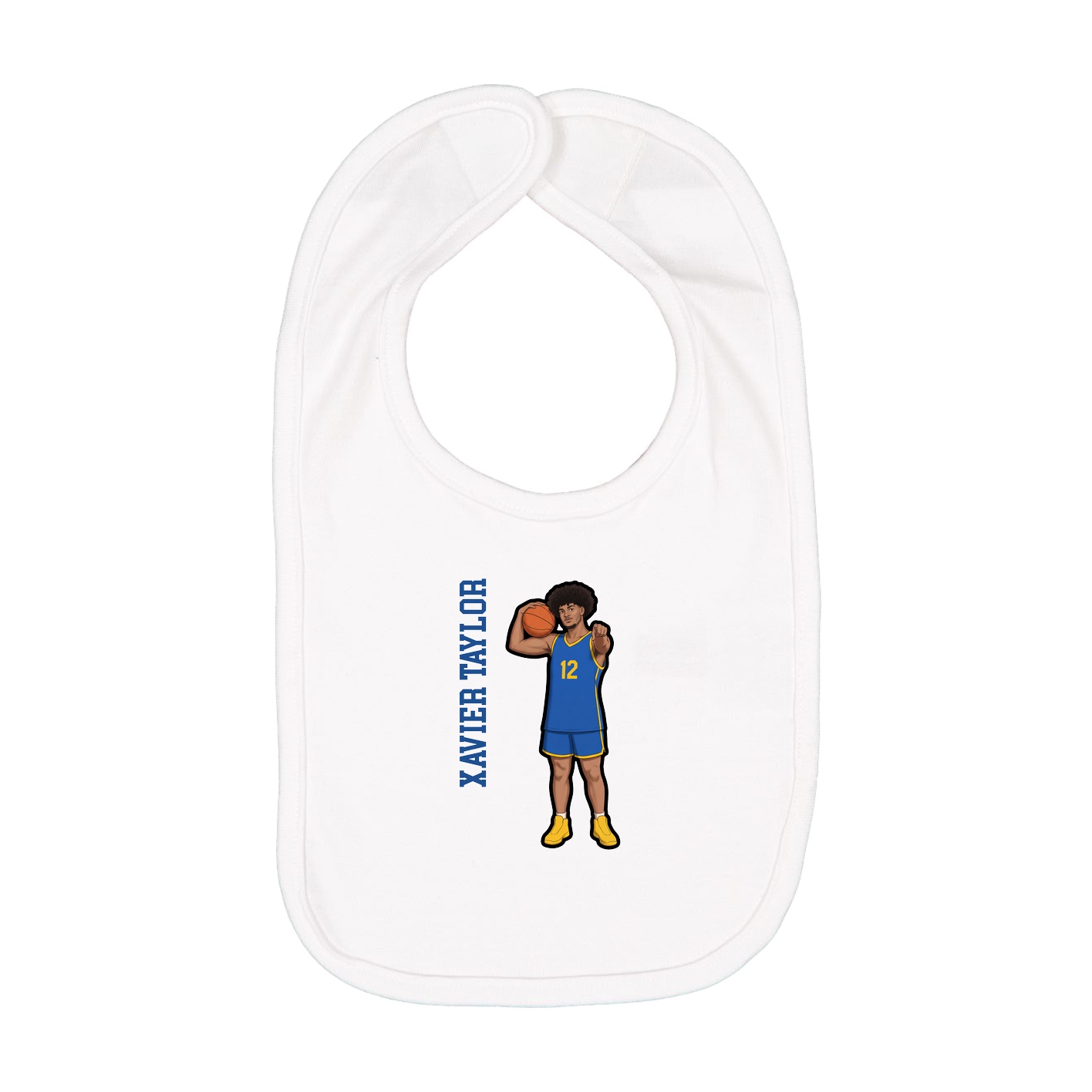 Infant Bib — Name Vertical in White