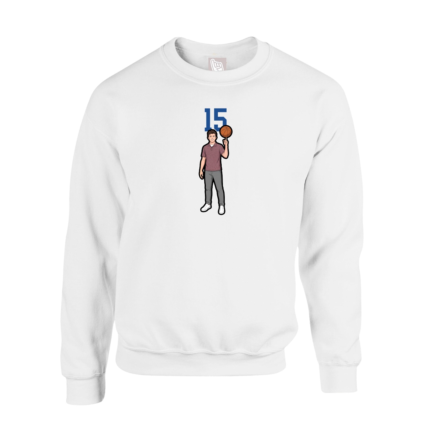 Fleece Crew — Number Top in White
