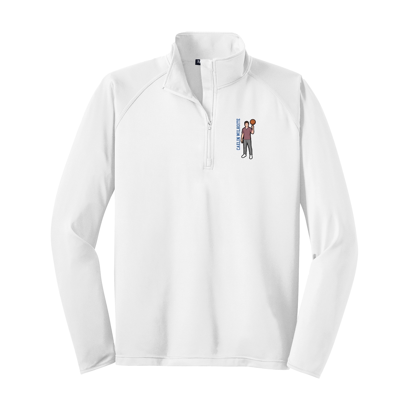 Q-Zip Pullover — Name Vertical in White