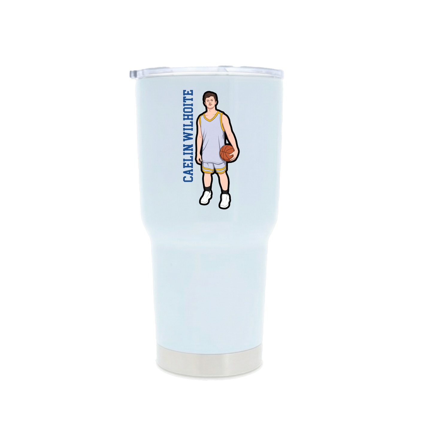 30oz Stainless Steel Tumbler — Name Vertical in White