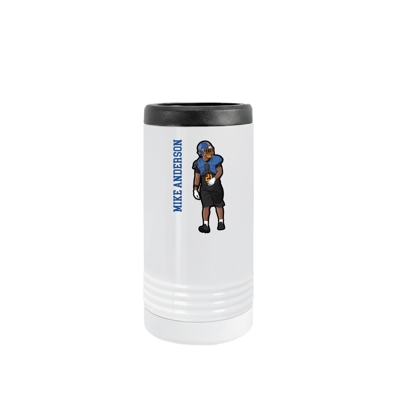 Slim Beverage Holder — Name Vertical in White