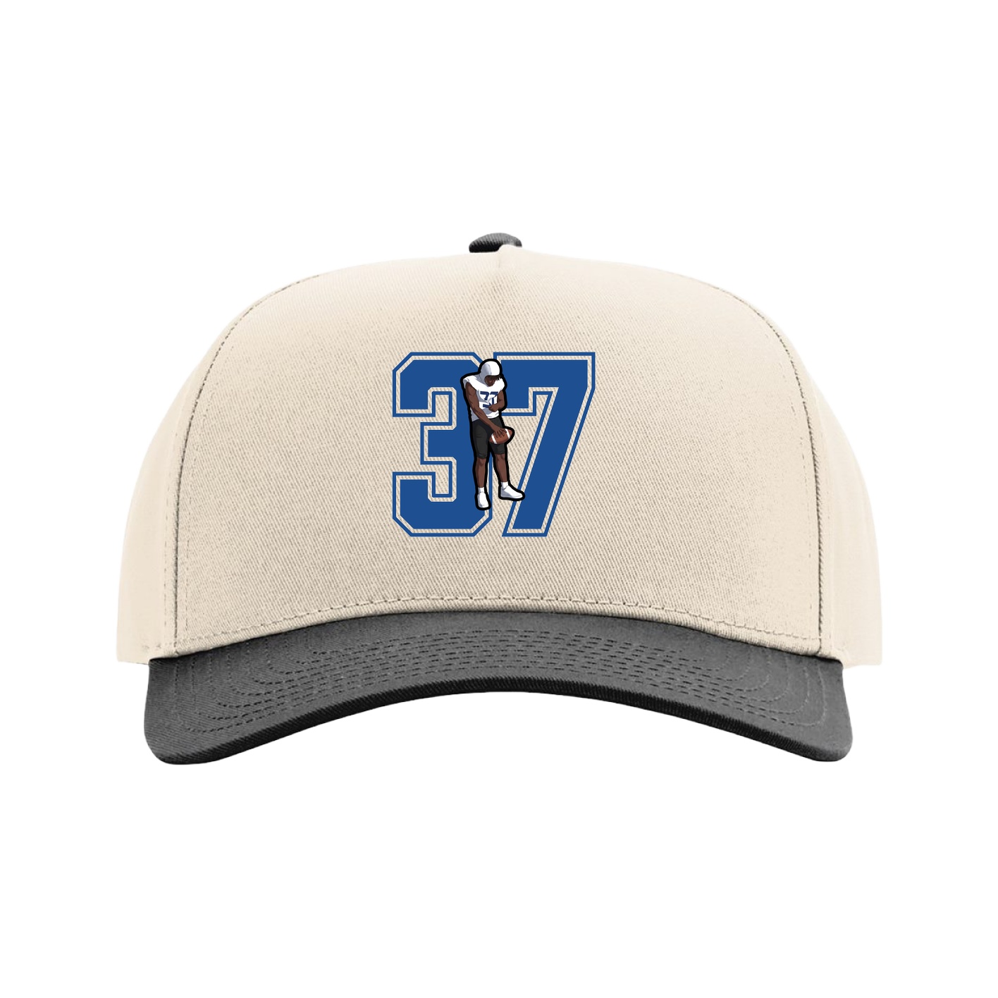 Full Fabric Five-Panel Champ Cap — Number in Cream/Black
