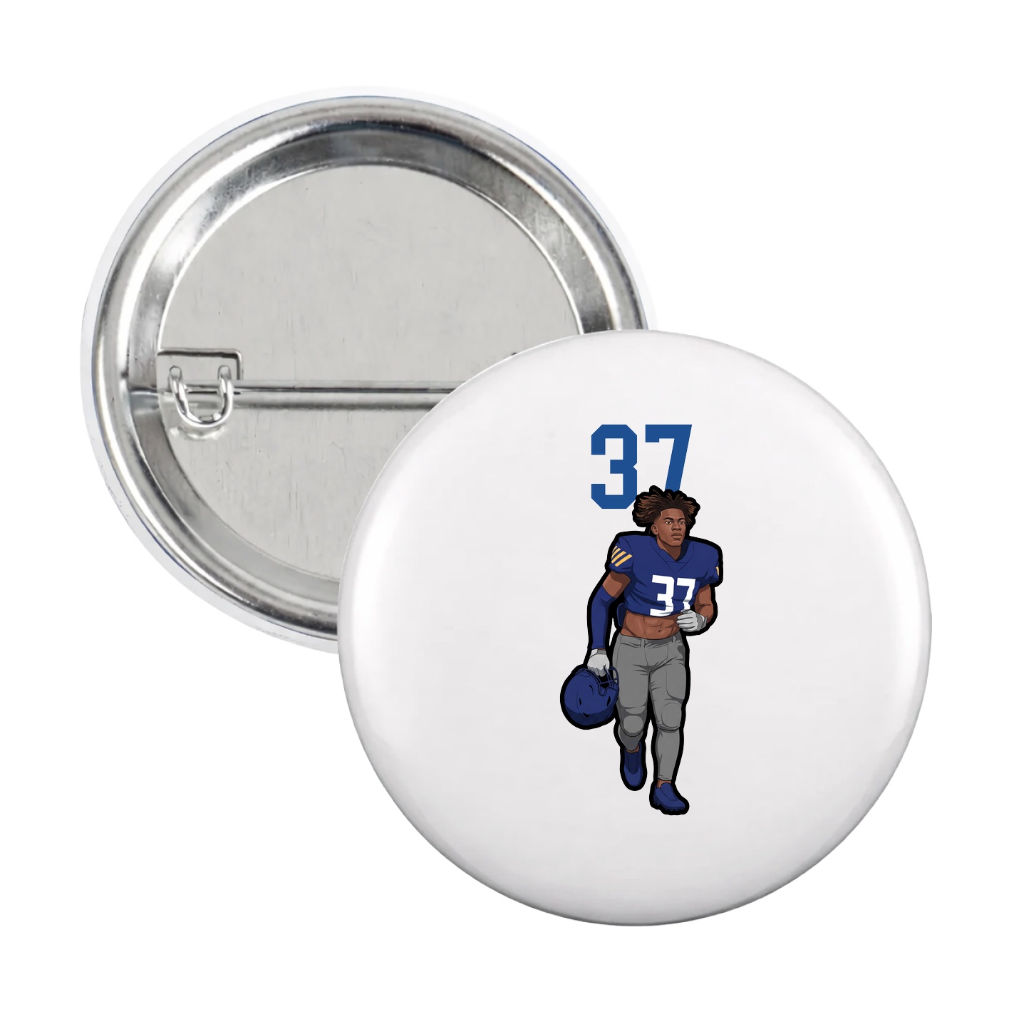 Game Day Button — Number Top in White