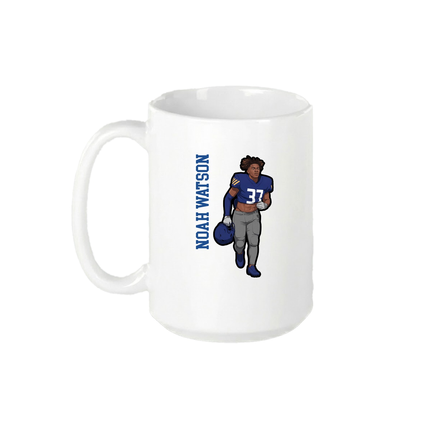 15oz Coffee Mug — Name Vertical in White