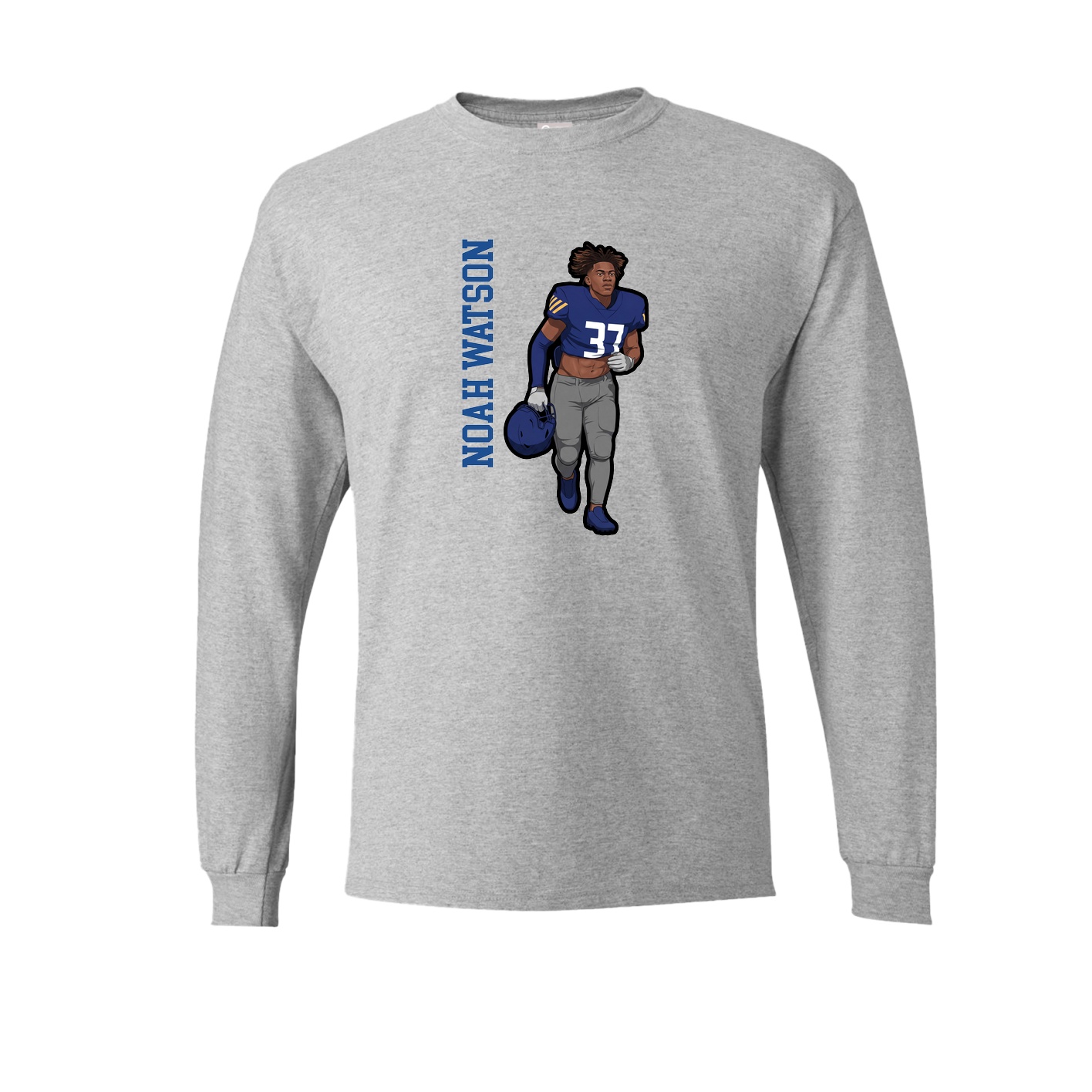 Long Sleeve Tee — Name Vertical in Grey