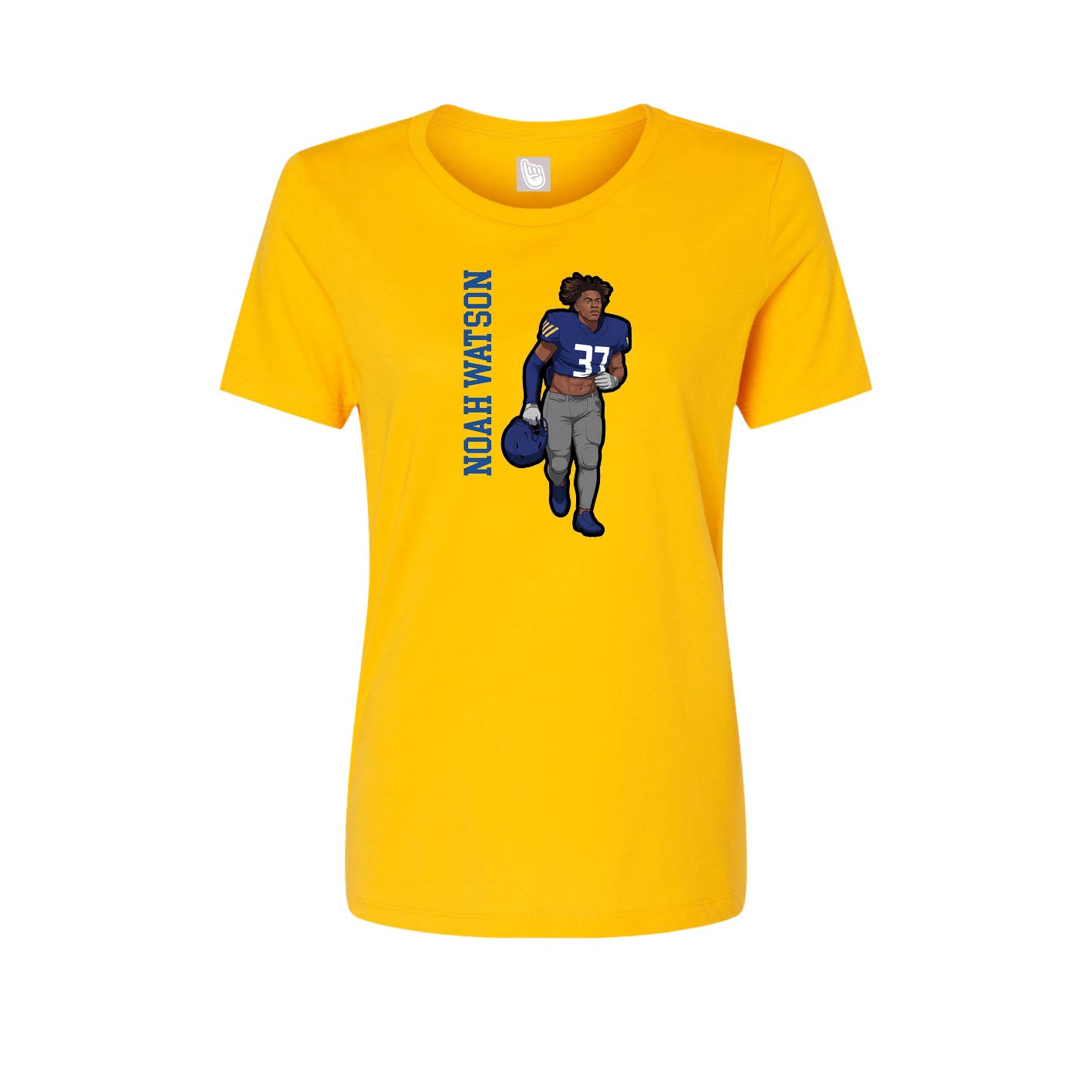 Fitted Women's Tee — Name Vertical in Gold