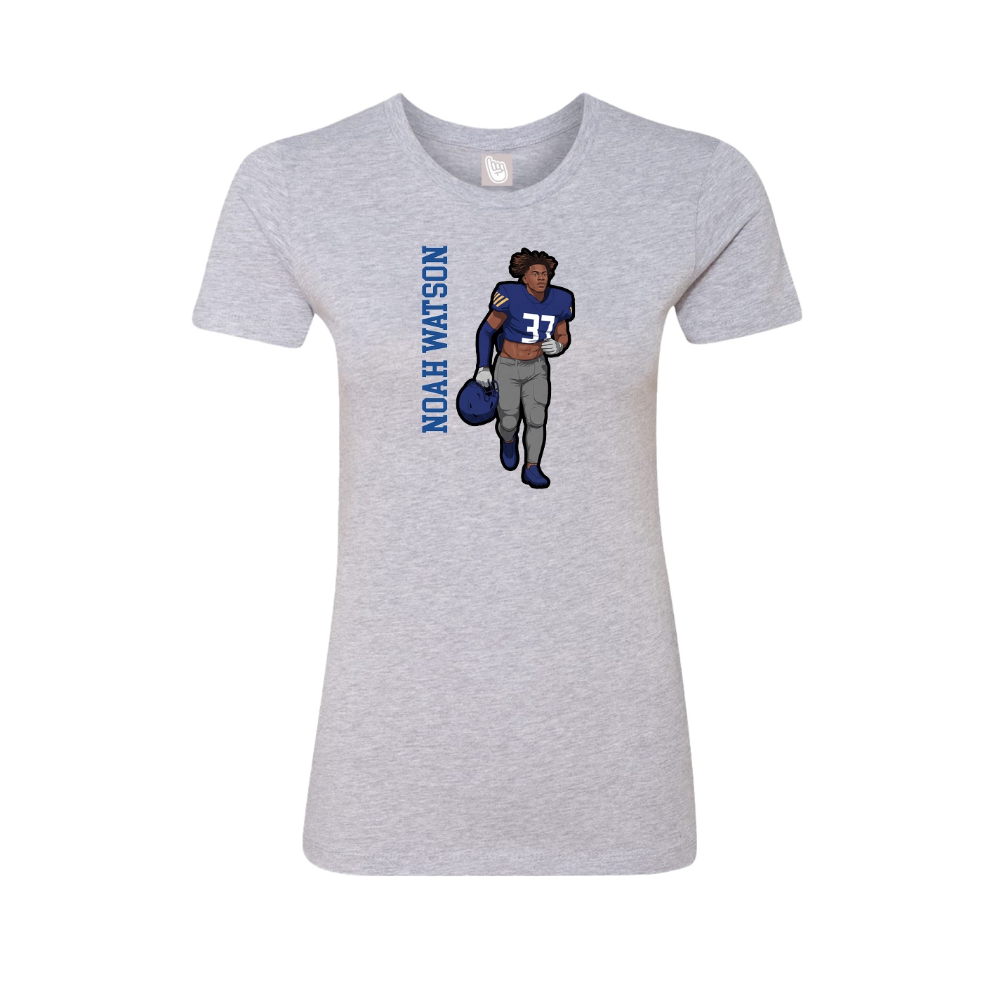 Womens Tee — Name Vertical in Grey