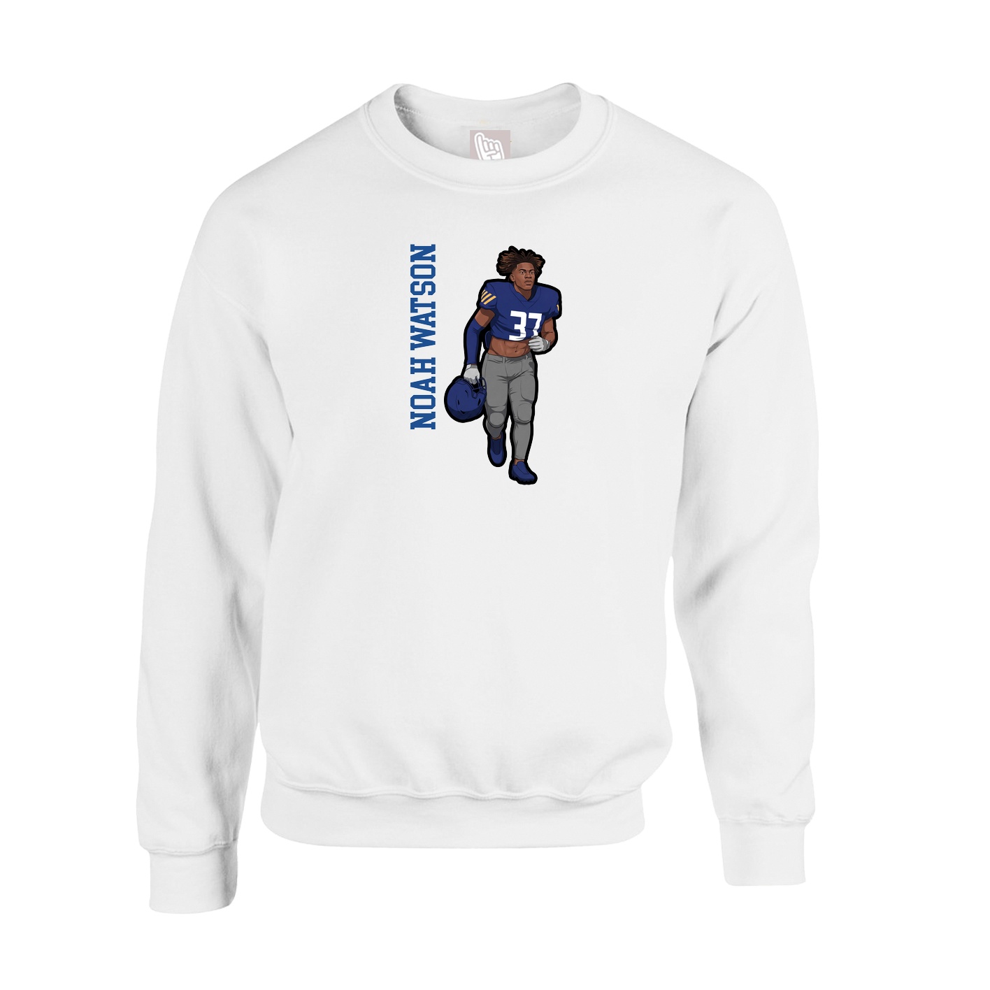 Fleece Crew — Name Vertical in White