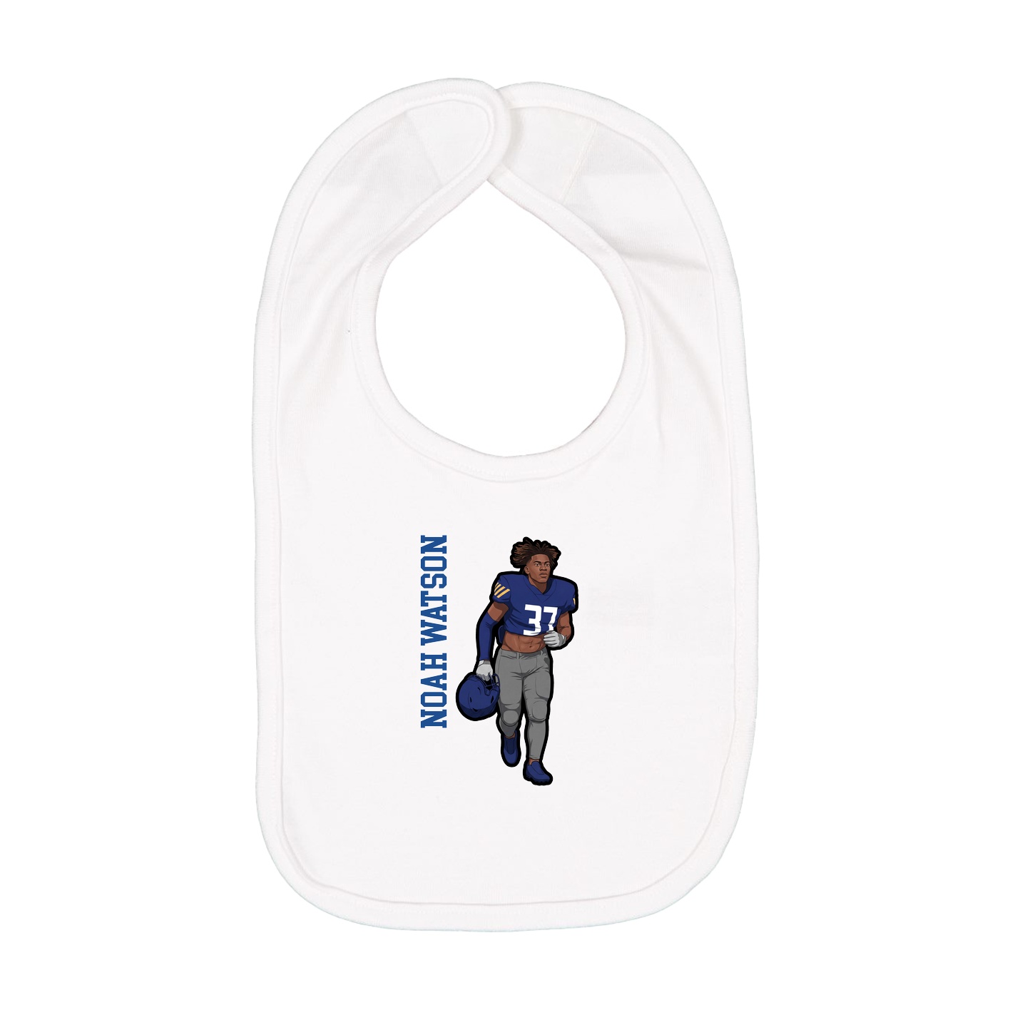 Infant Bib — Name Vertical in White