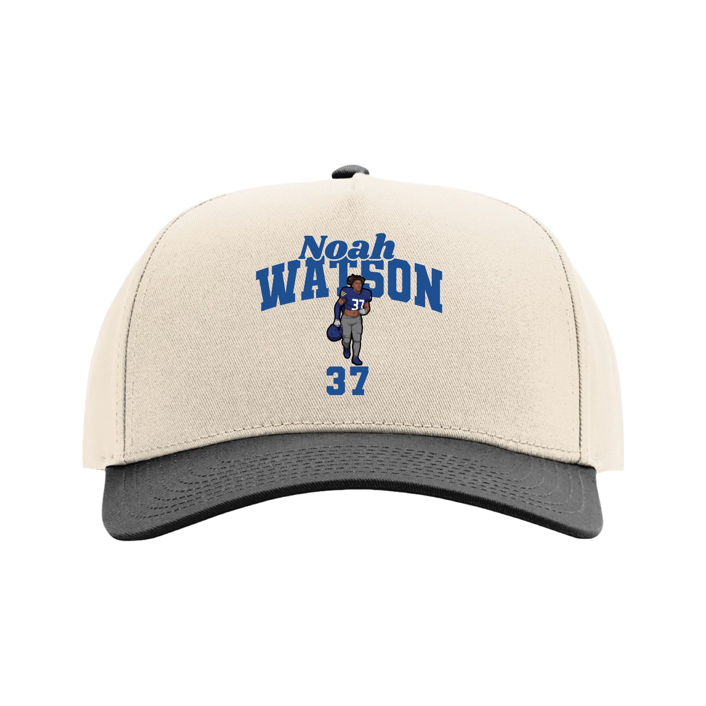 Full Fabric Five-Panel Champ Cap — Signature Arch in Cream/Black