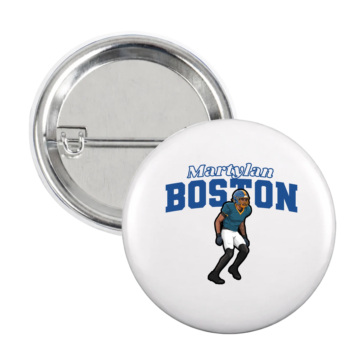 Game Day Button — Name Arch in White