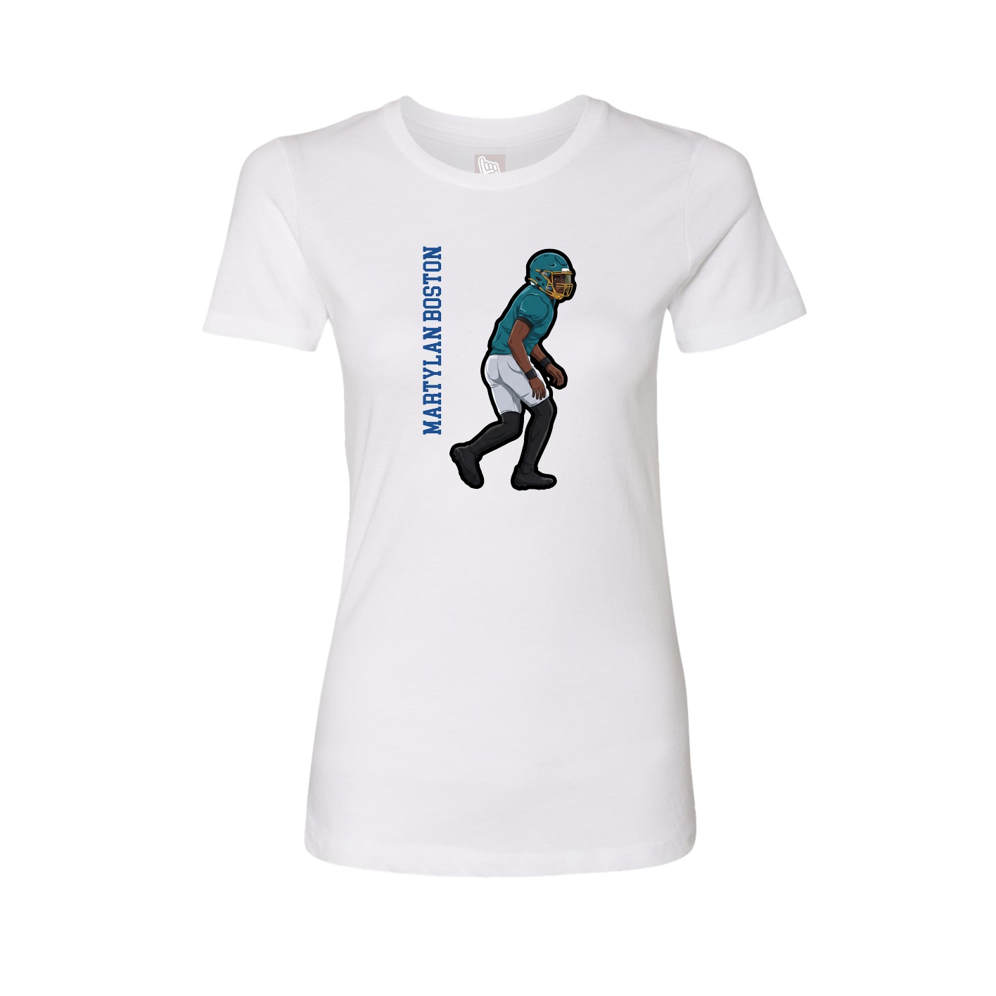 Womens Tee — Name Vertical in White