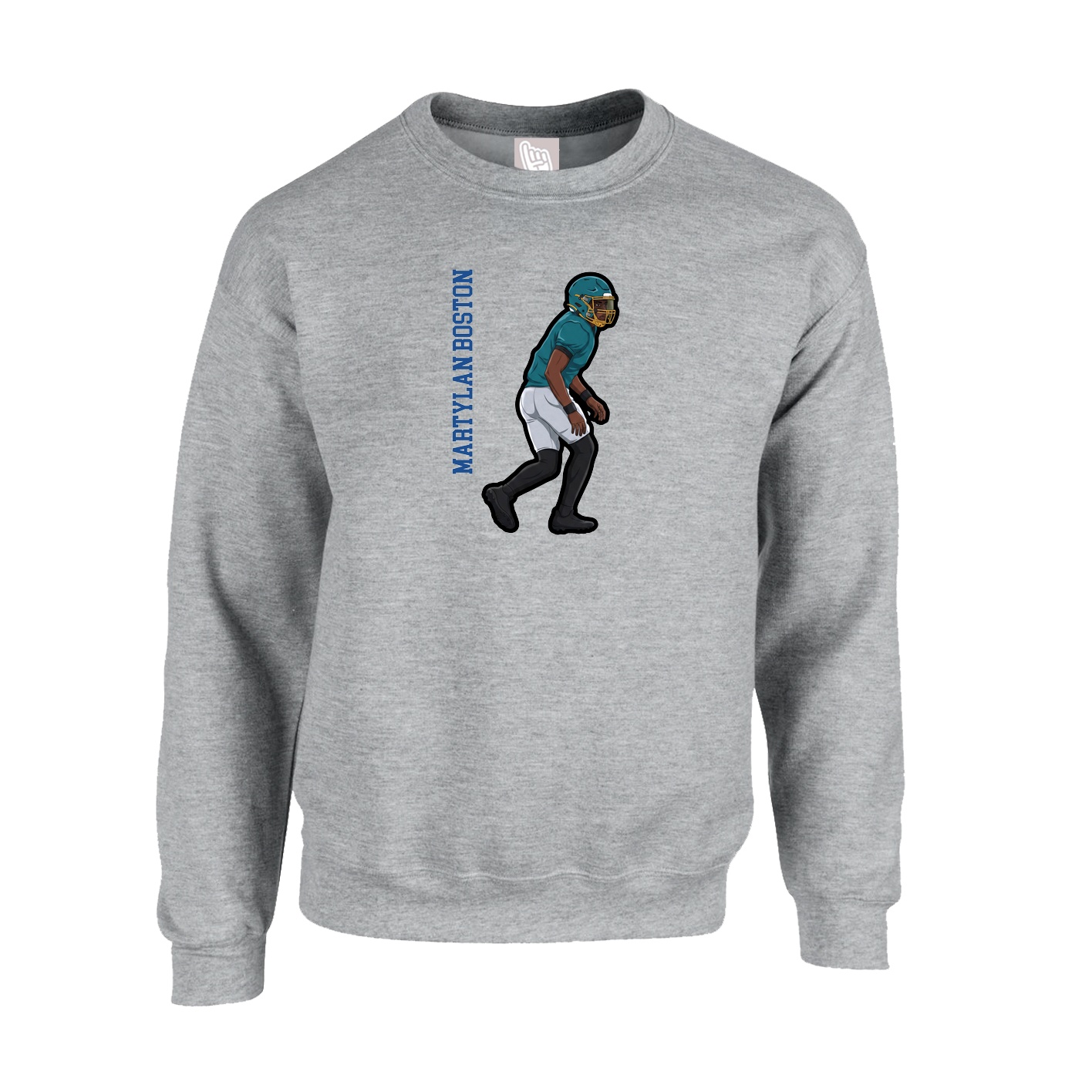 Fleece Crew — Name Vertical in Grey