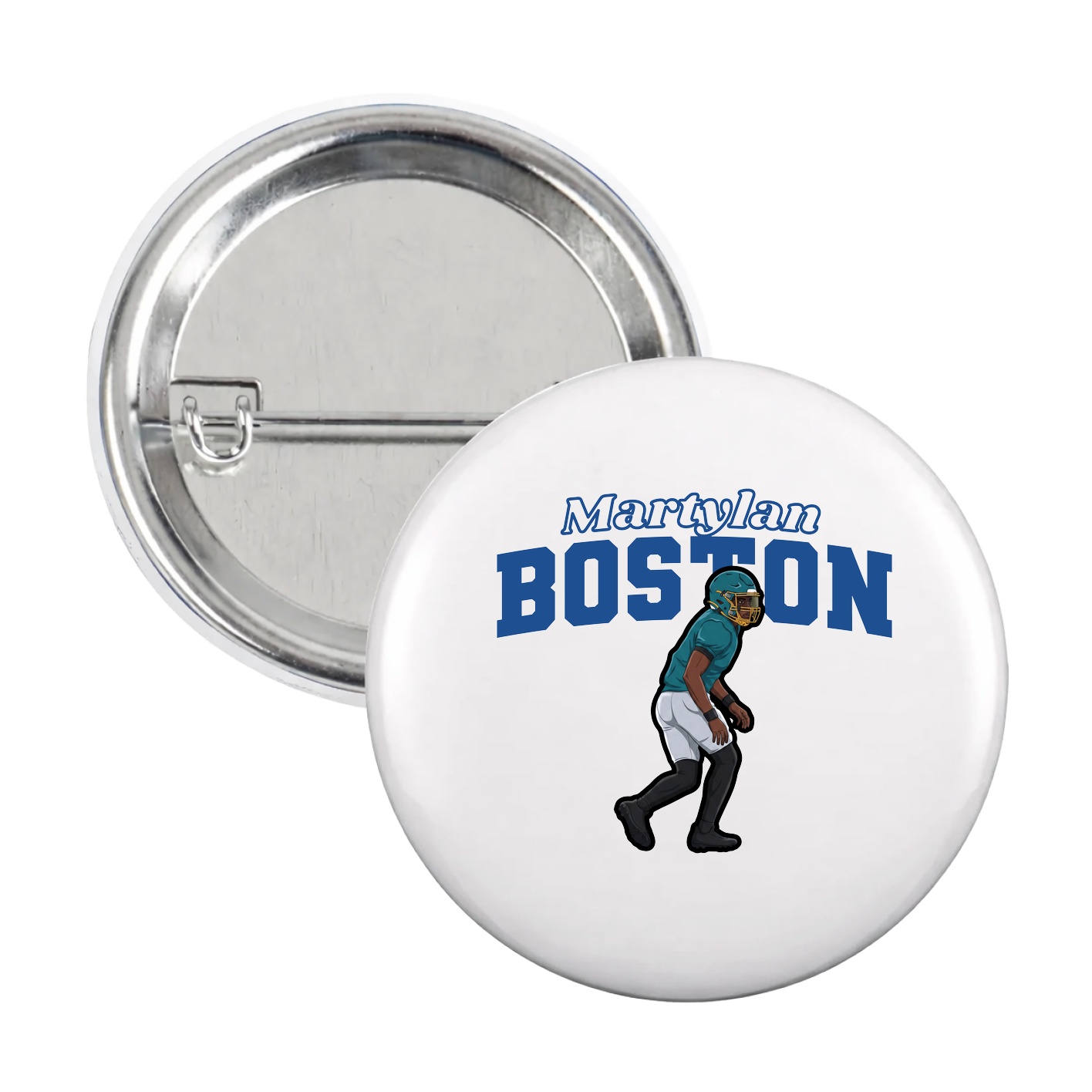 Game Day Button — Name Arch in White