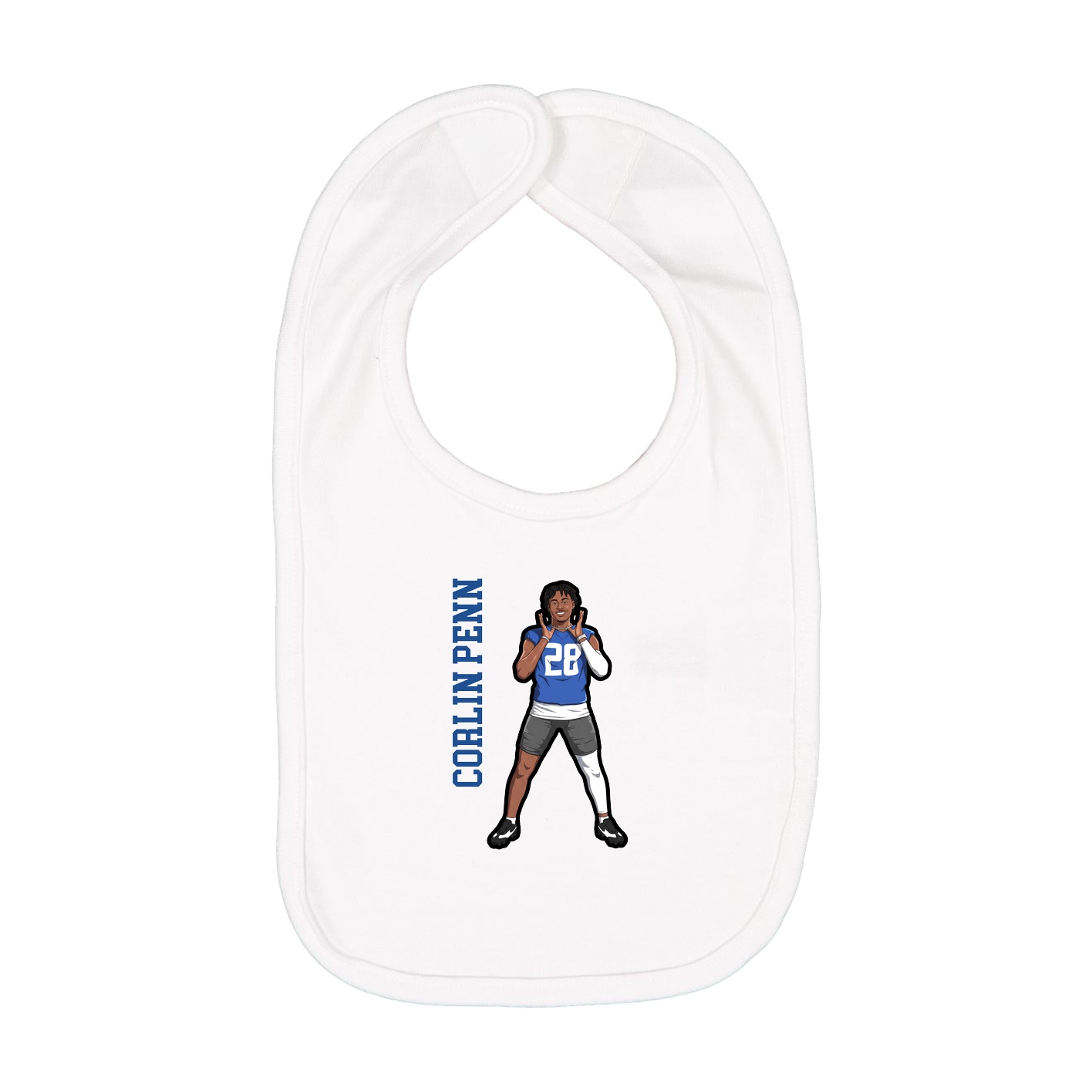 Infant Bib — Name Vertical in White