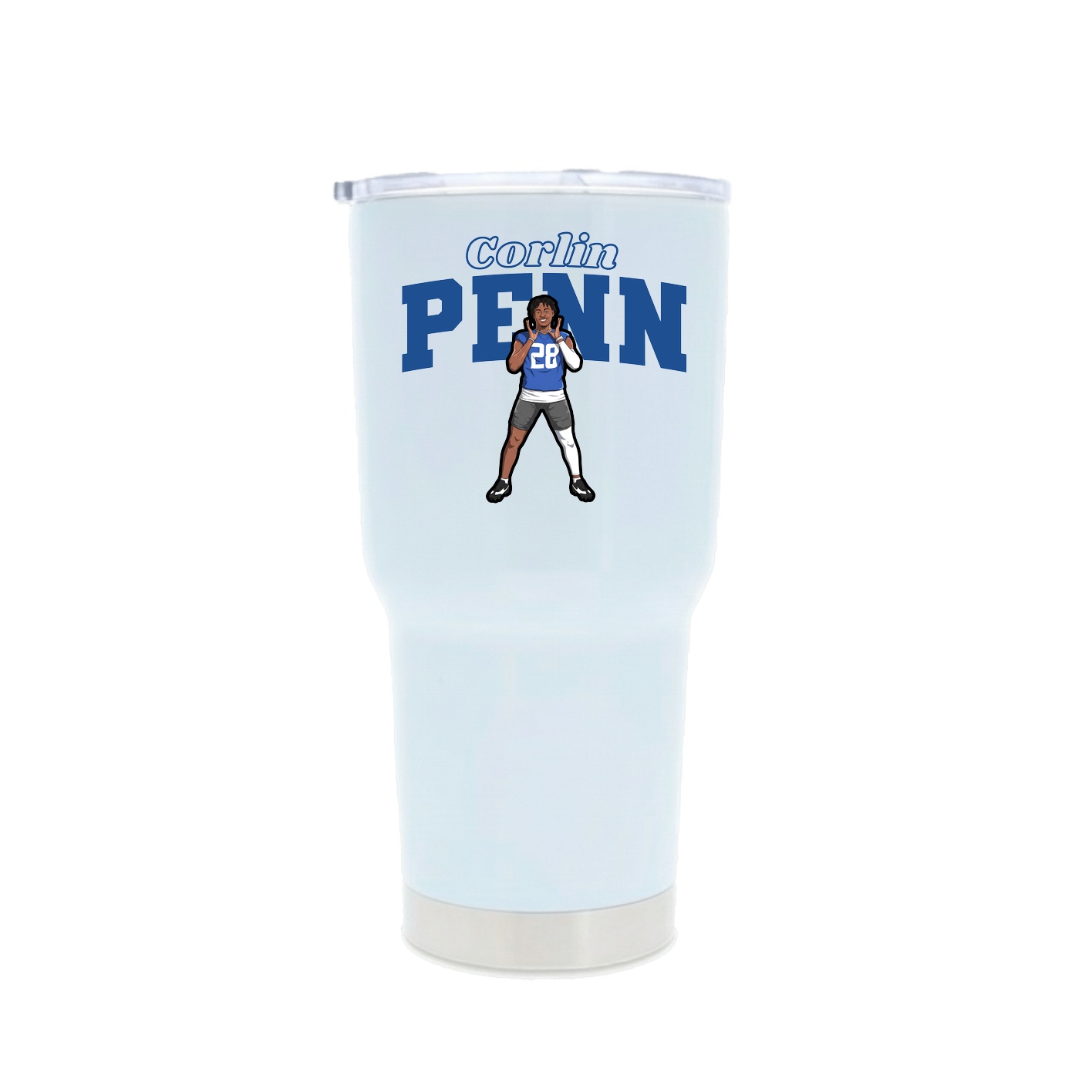 30oz Stainless Steel Tumbler — Name Arch in White