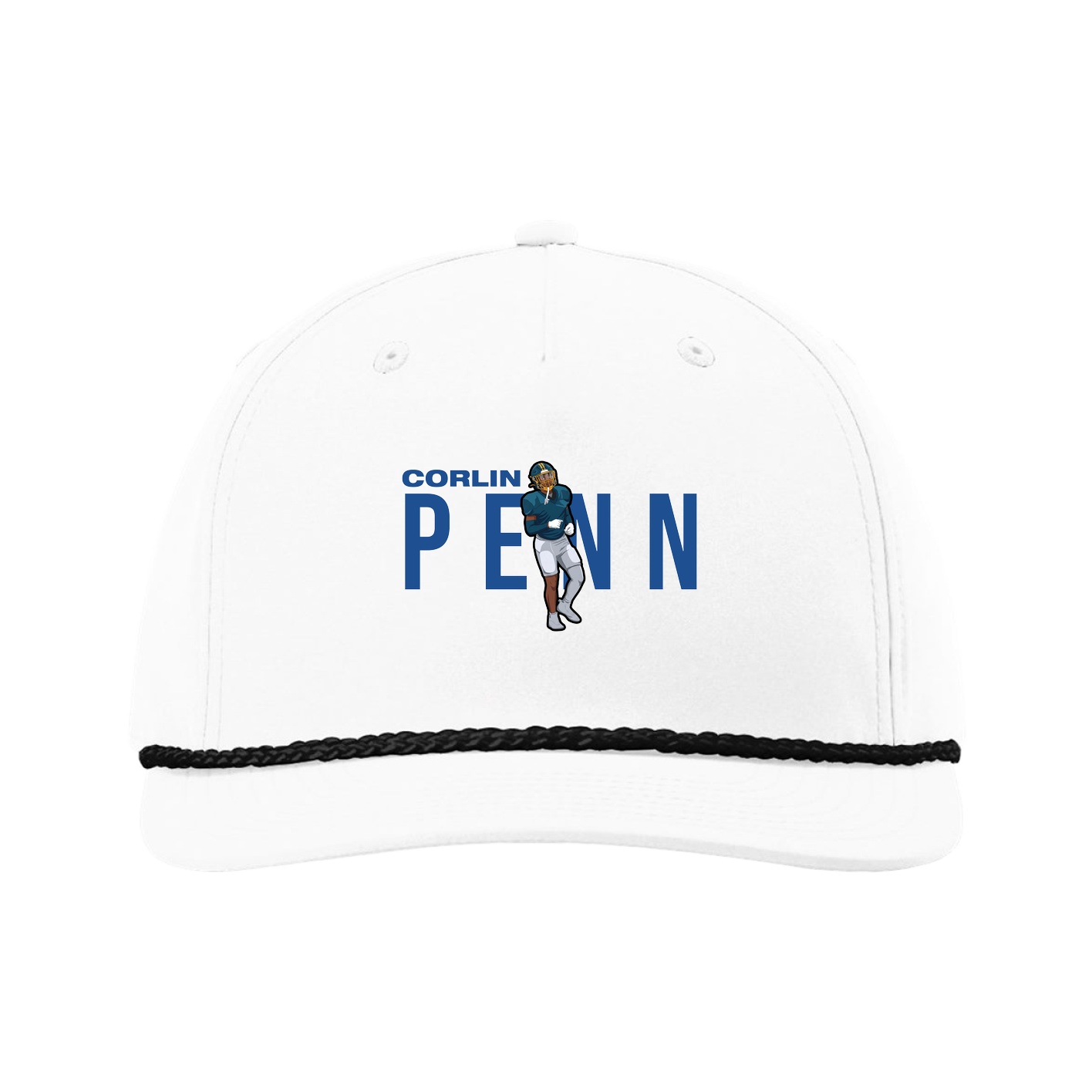Five-Panel Classic Rope Cap — Player Name in White