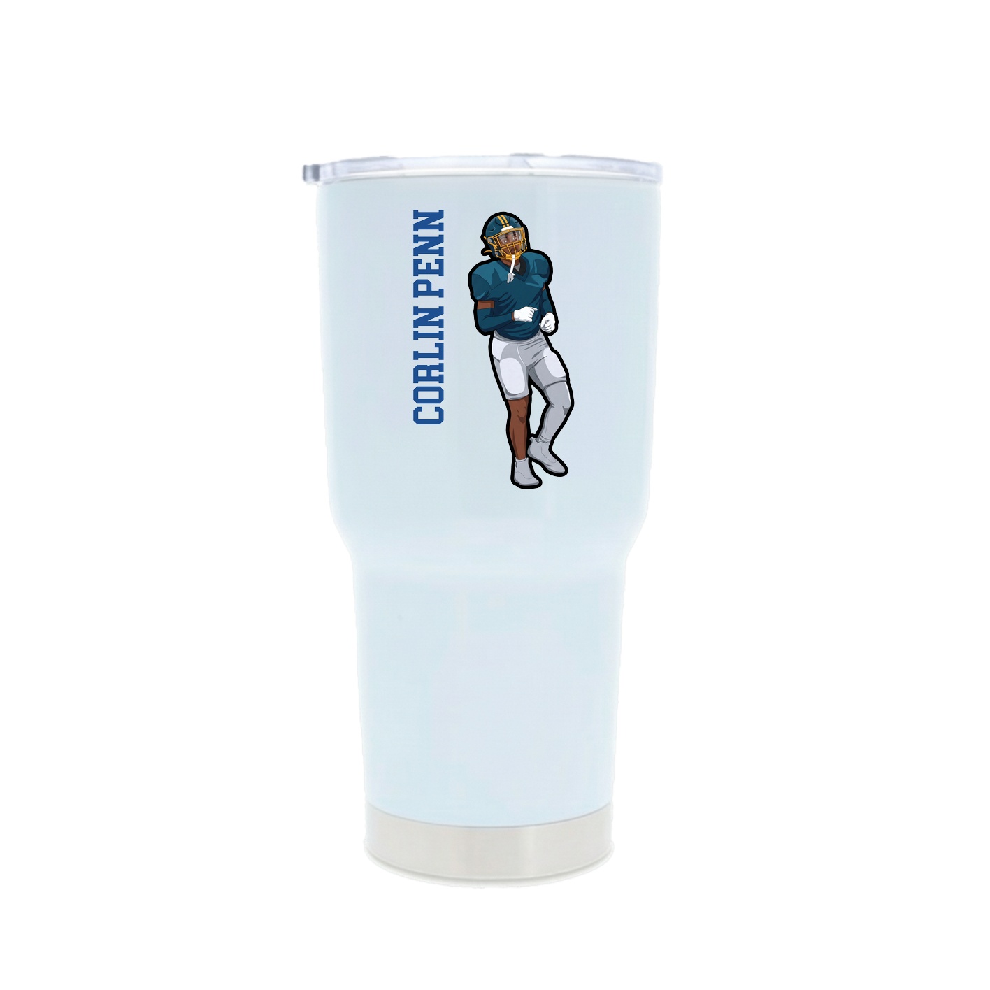 30oz Stainless Steel Tumbler — Name Vertical in White