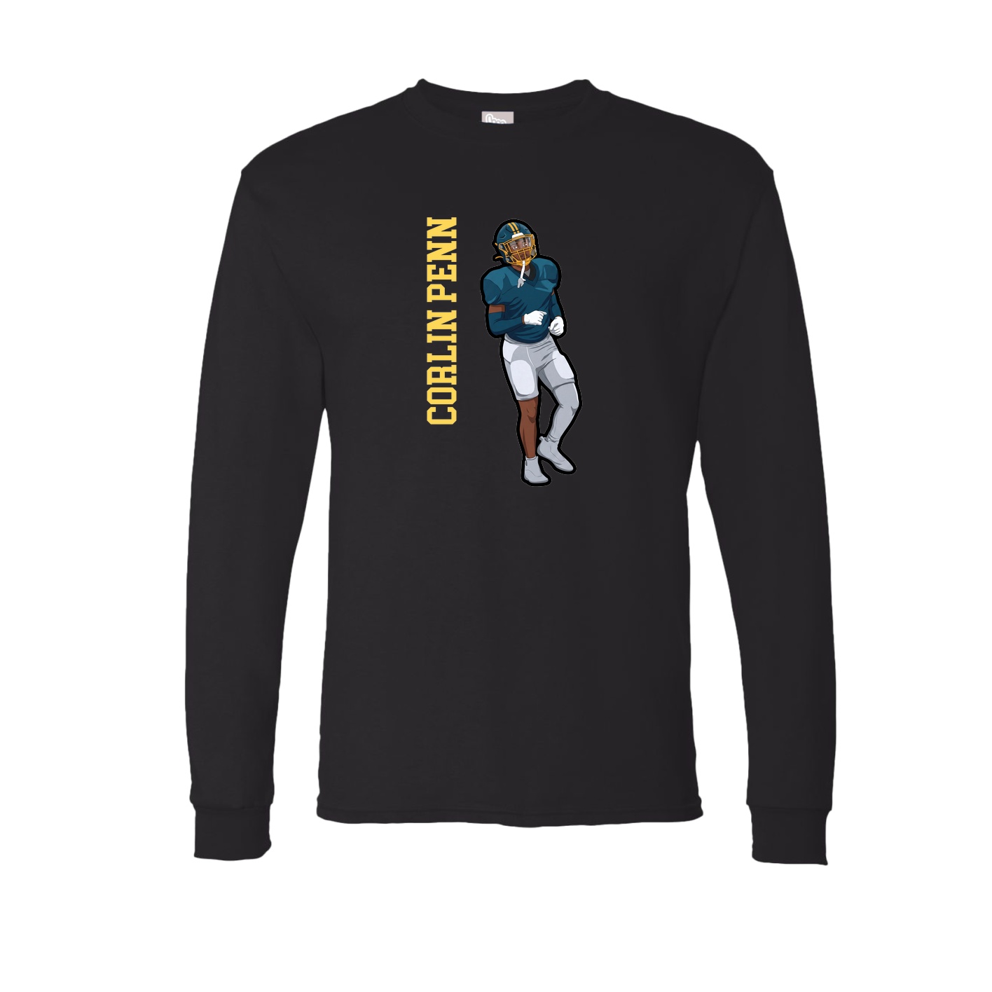 Long Sleeve Tee — Name Vertical in Black