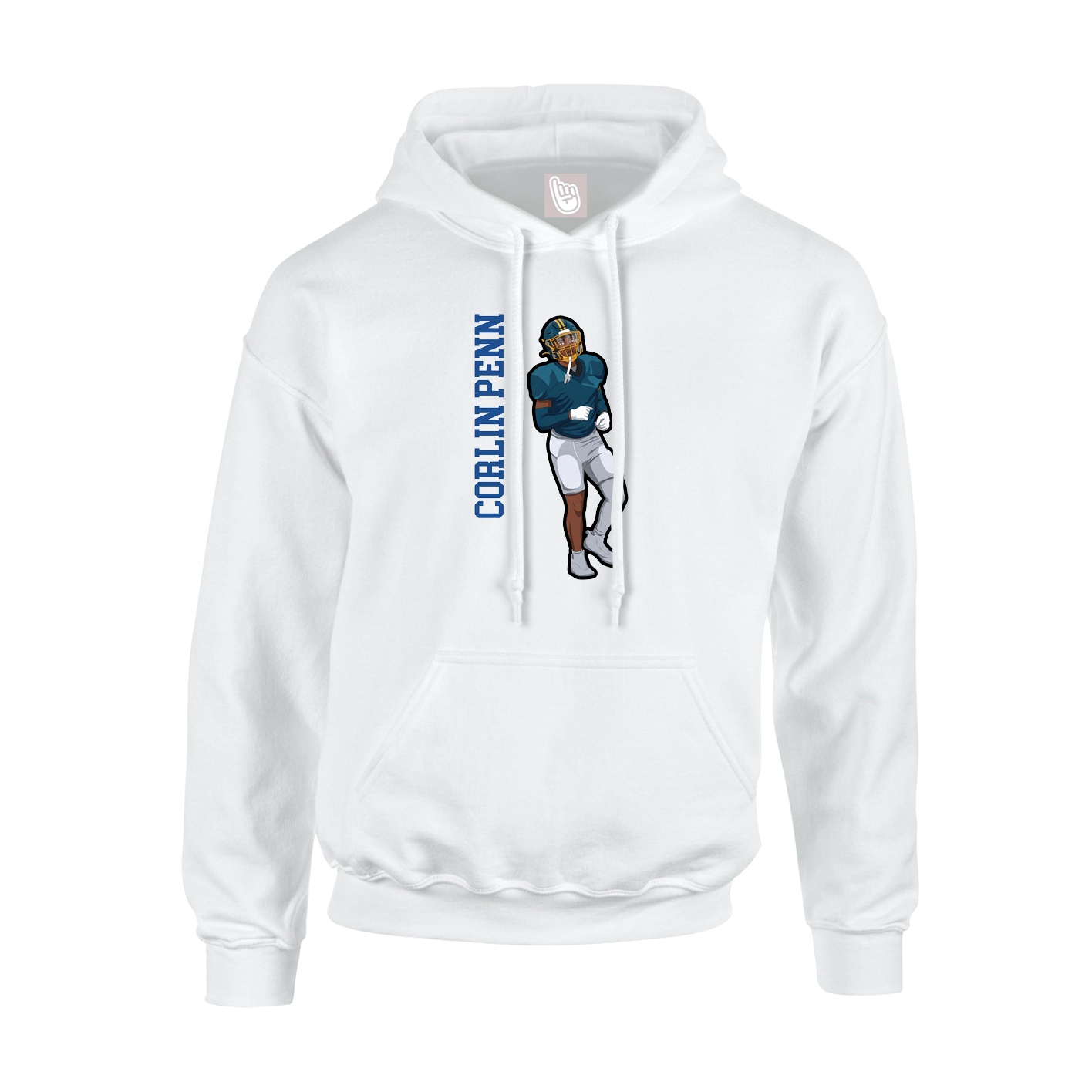 Youth Hoodie — Name Vertical in White