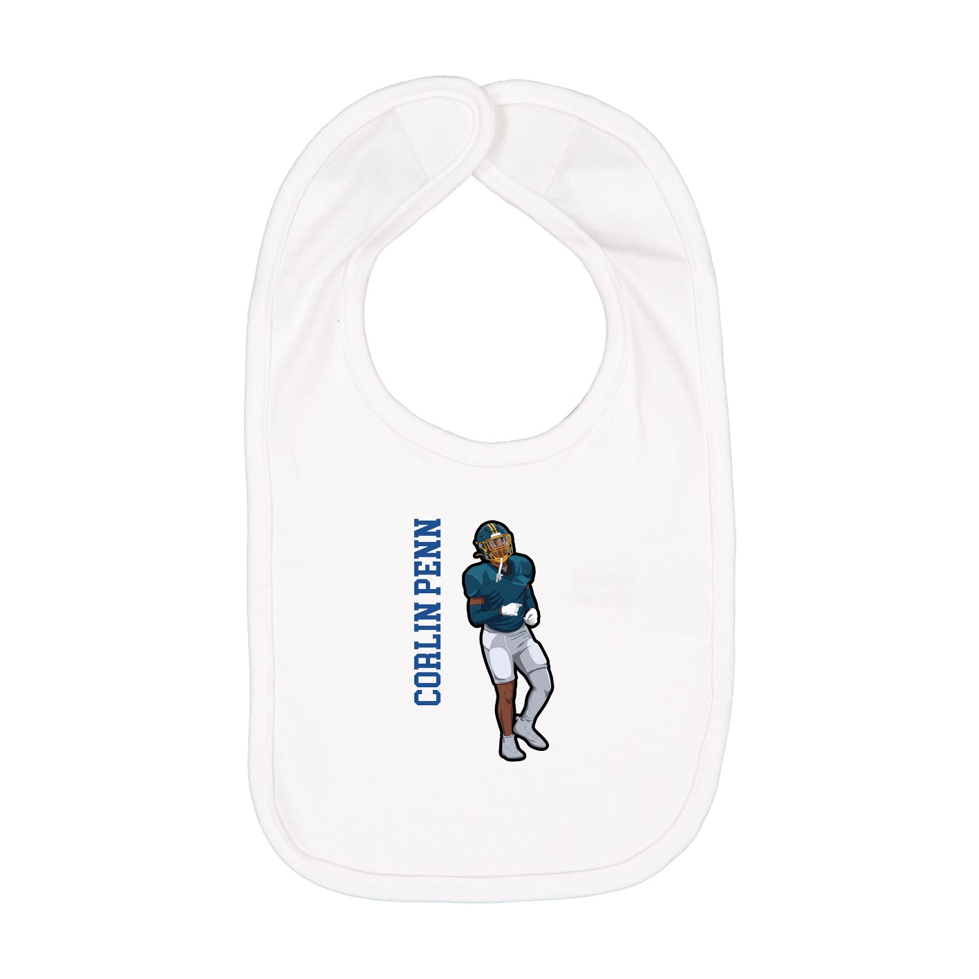Infant Bib — Name Vertical in White