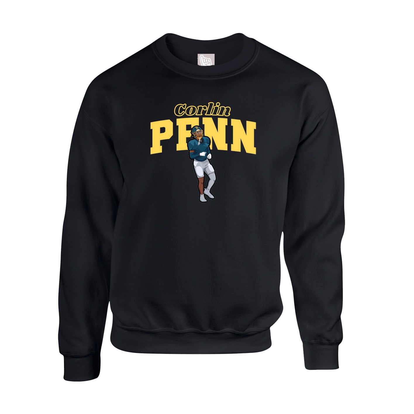 Fleece Crew — Name Arch in Black
