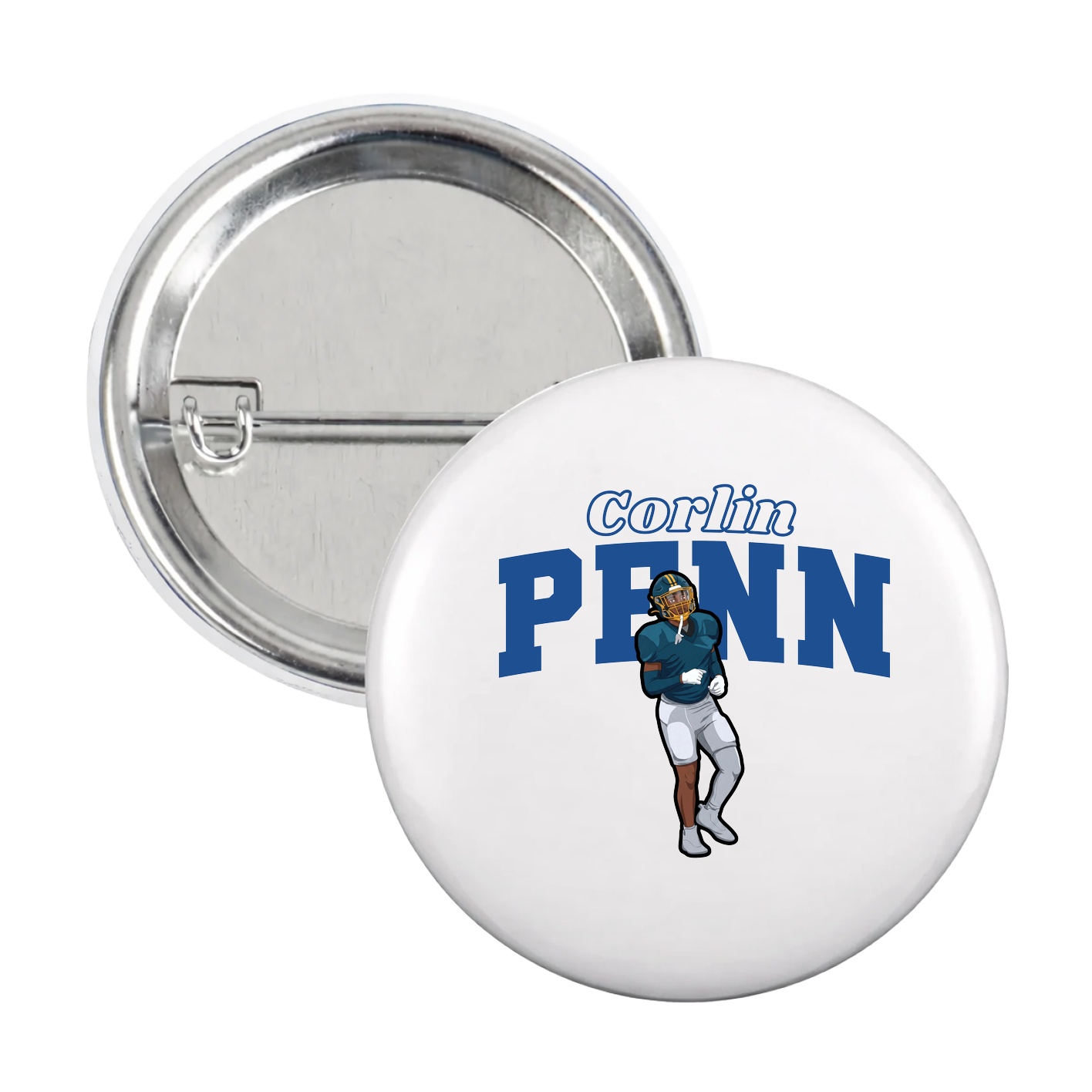 Game Day Button — Name Arch in White