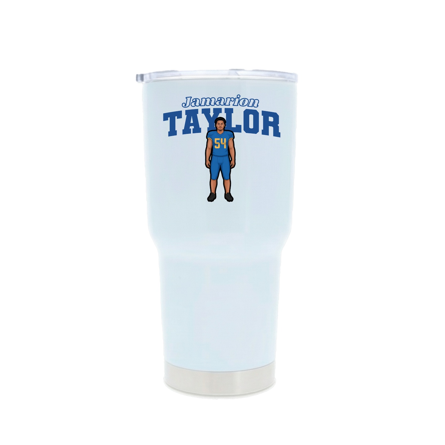 30oz Stainless Steel Tumbler — Name Arch in White
