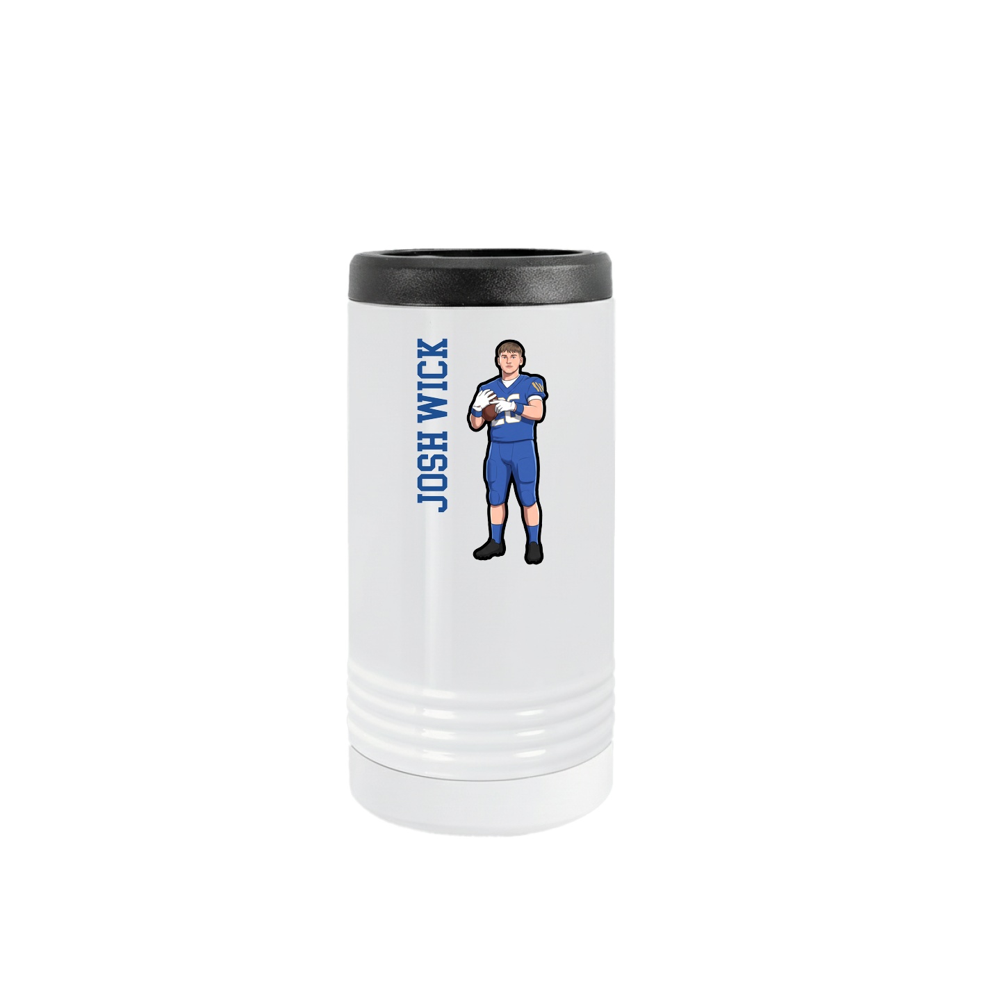Slim Beverage Holder — Name Vertical in White