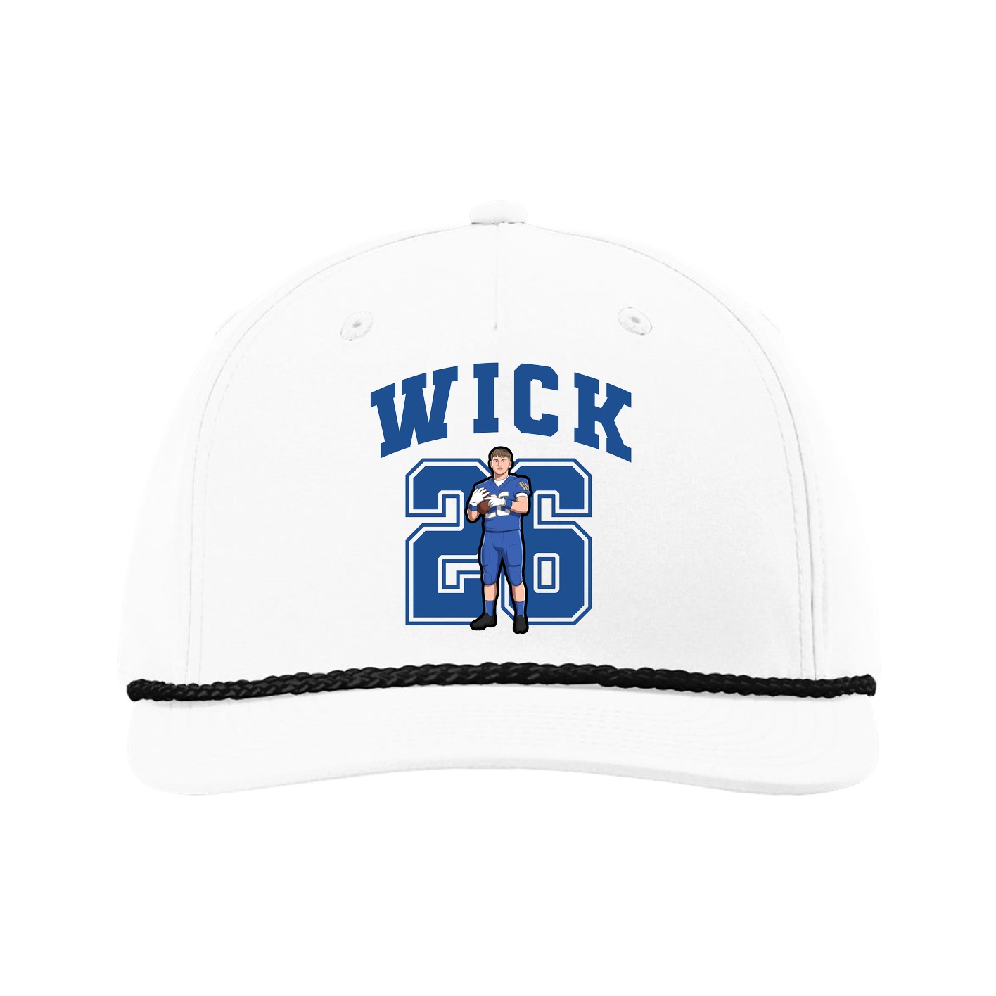 Five-Panel Classic Rope Cap — Number in White