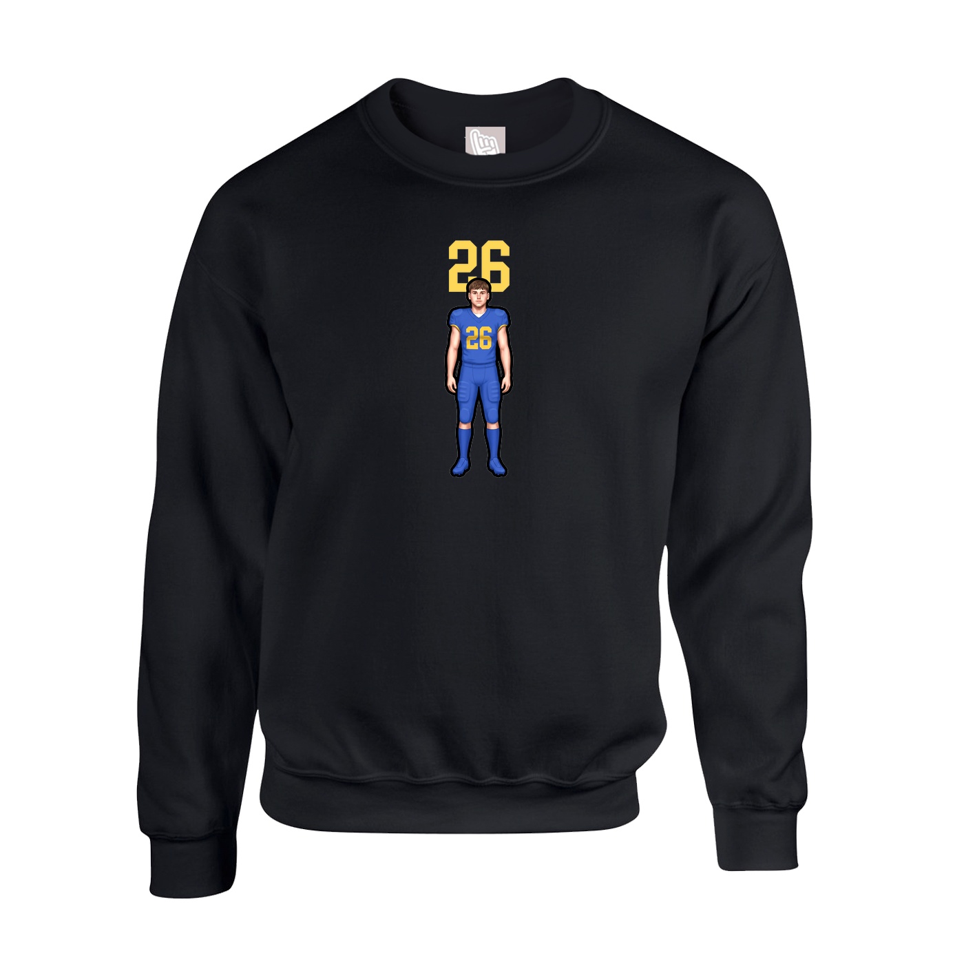 Fleece Crew — Number Top in Black