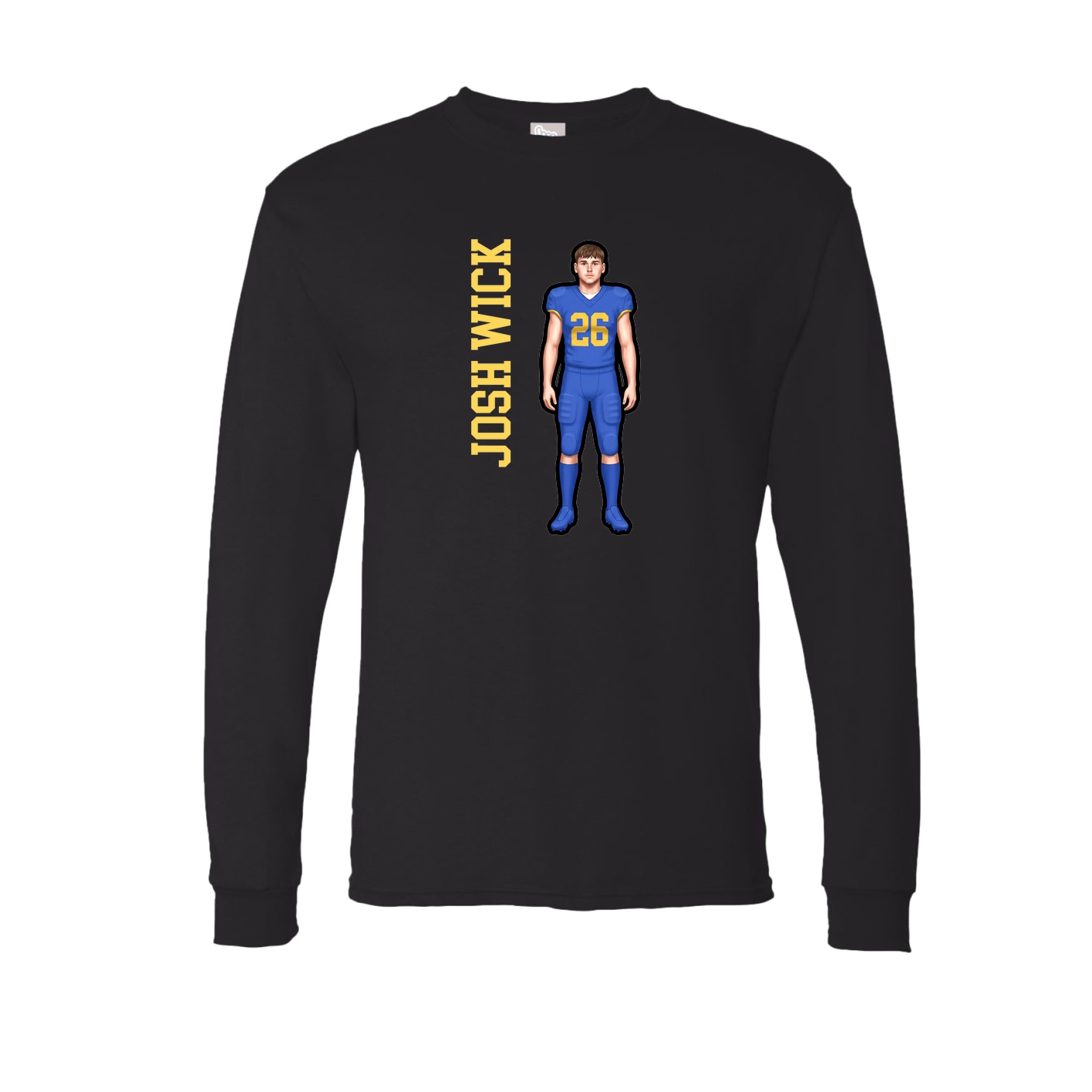 Long Sleeve Tee — Name Vertical in Black