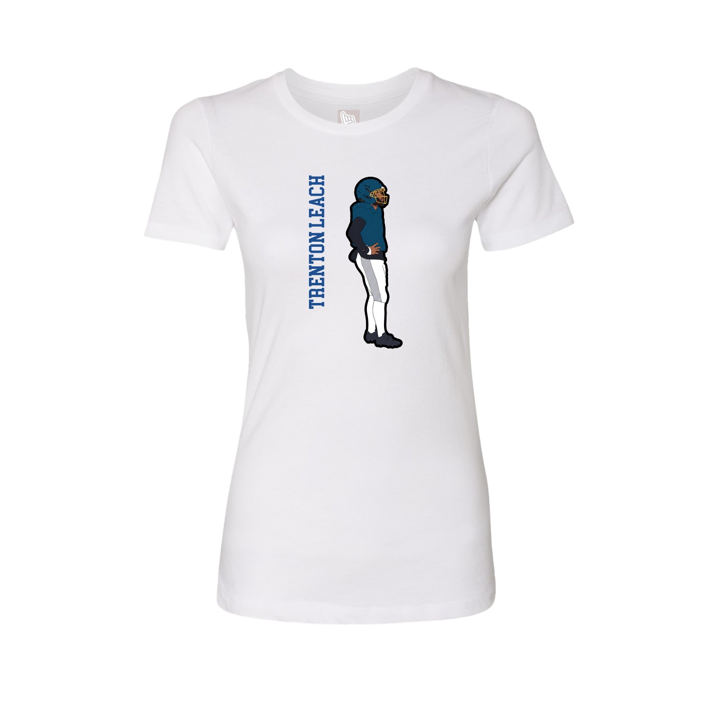 Fitted Women's Tee — Name Vertical in White
