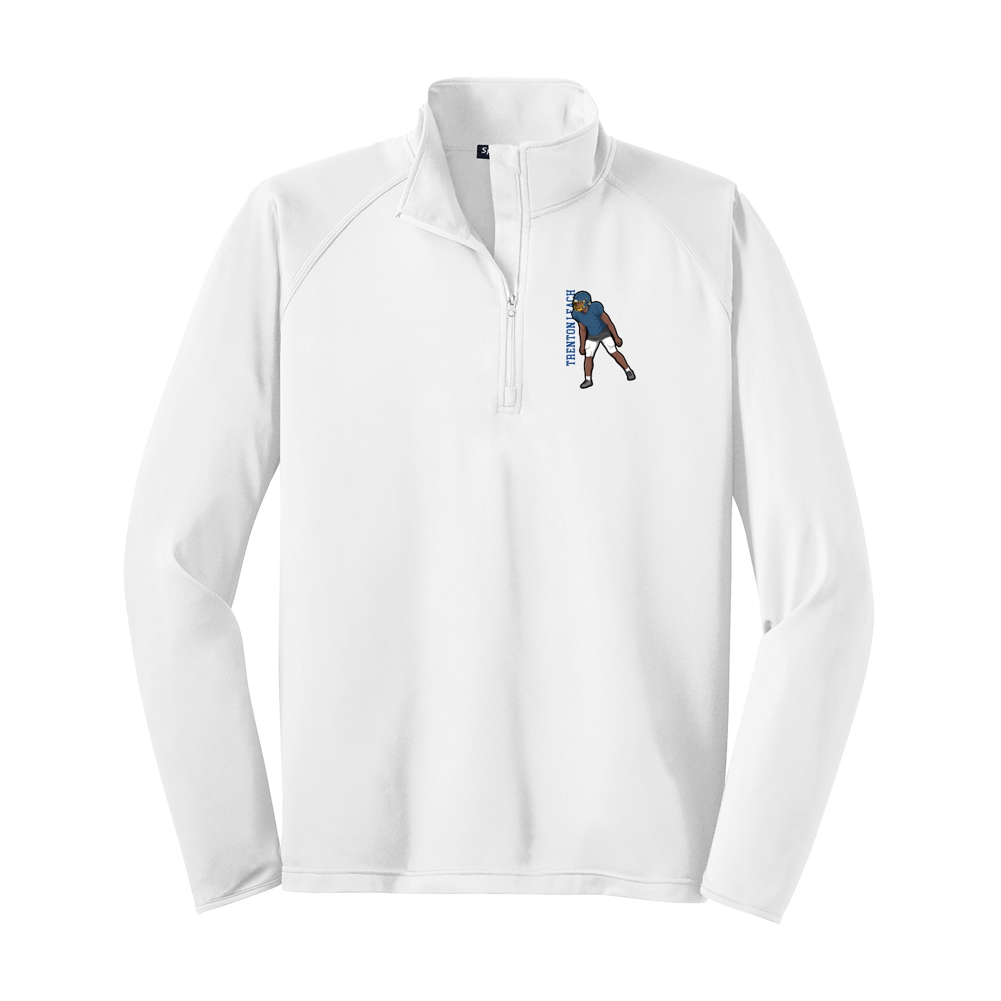 Q-Zip Pullover — Name Vertical in White