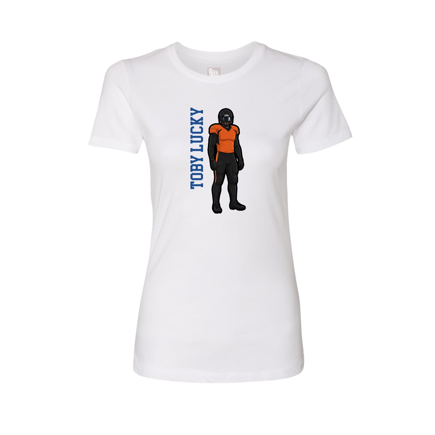 Fitted Women's Tee — Name Vertical in White