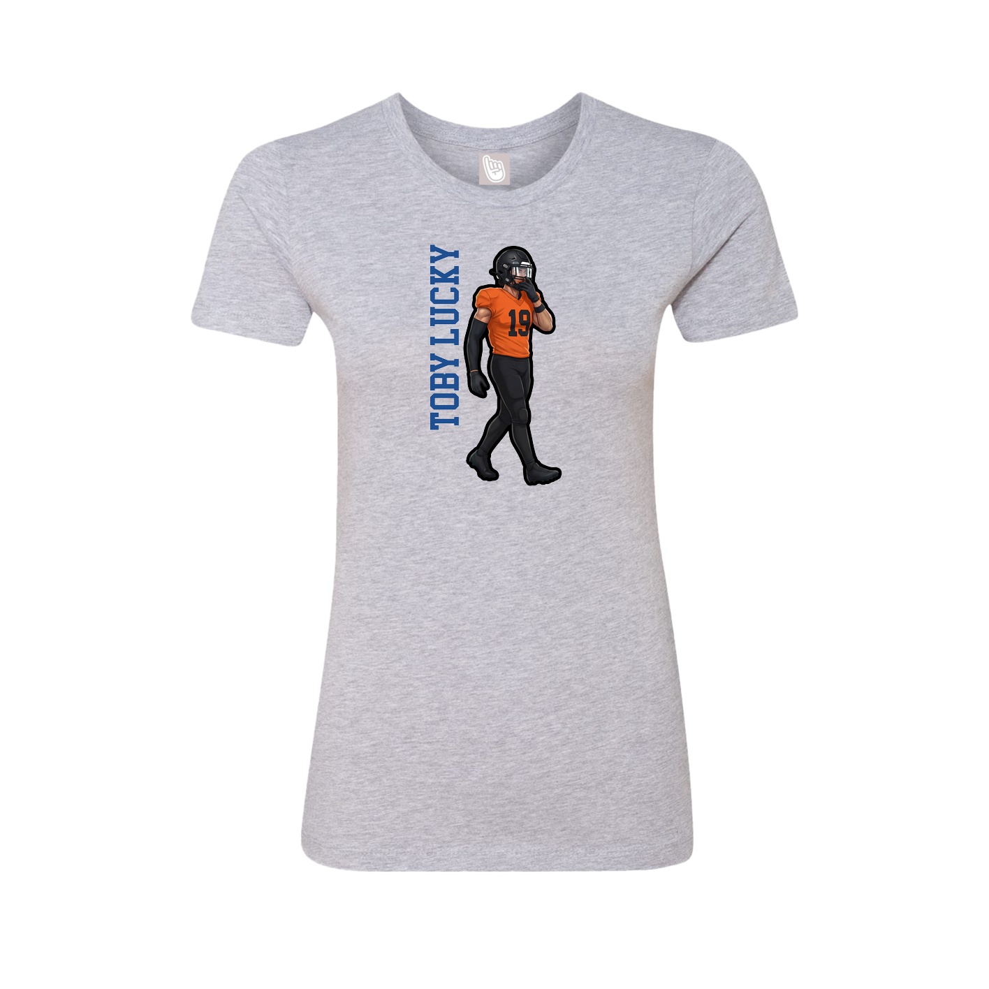Fitted Women's Tee — Name Vertical in Grey