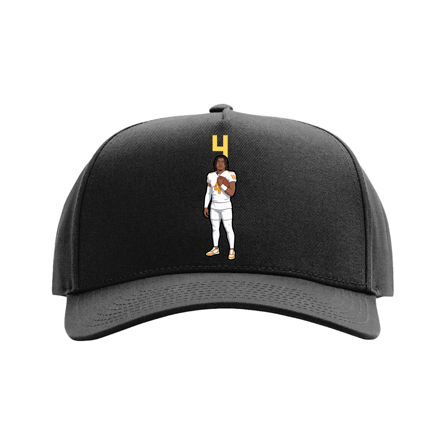 Full Fabric Five-Panel Champ Cap — Number Top in Black
