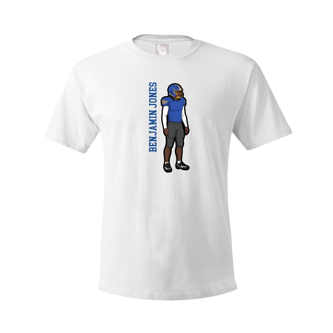 Youth Tee — Name Vertical in White