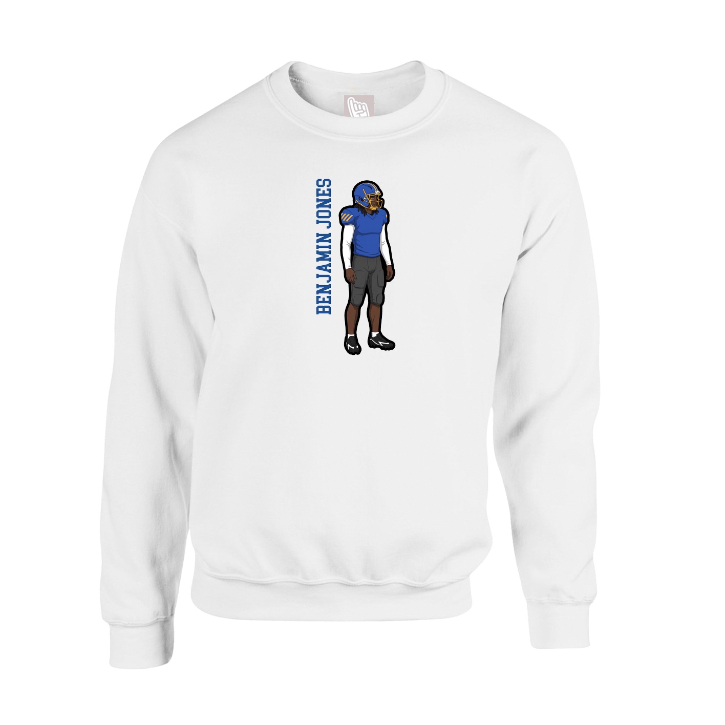 Fleece Crew — Name Vertical in White