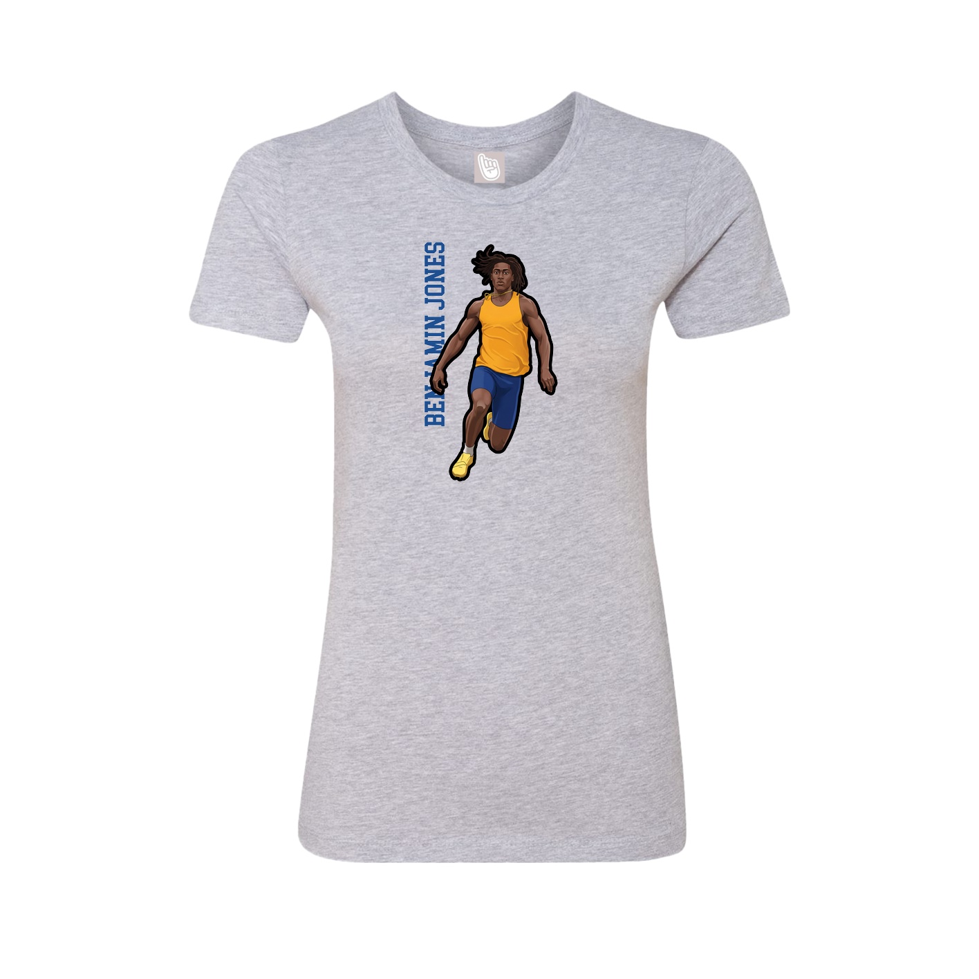 Fitted Women's Tee — Name Vertical in Grey