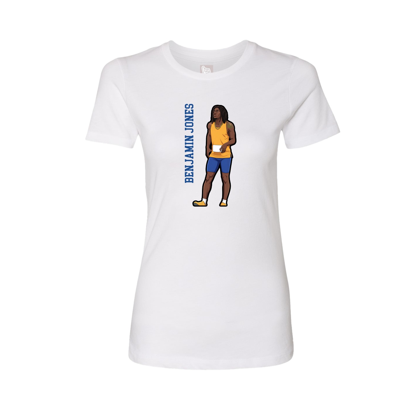 Fitted Women's Tee — Name Vertical in White