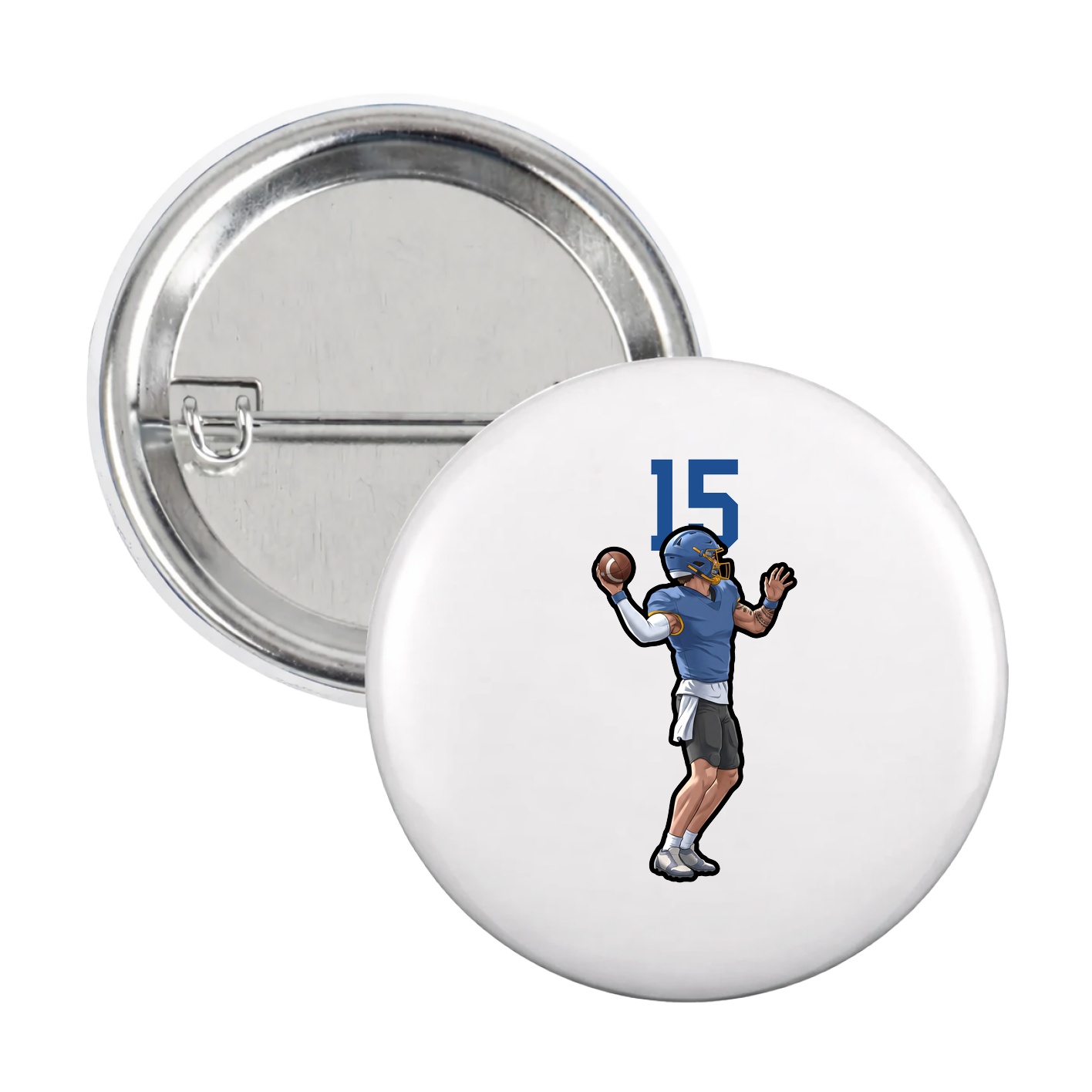 Game Day Button — Number Top in White