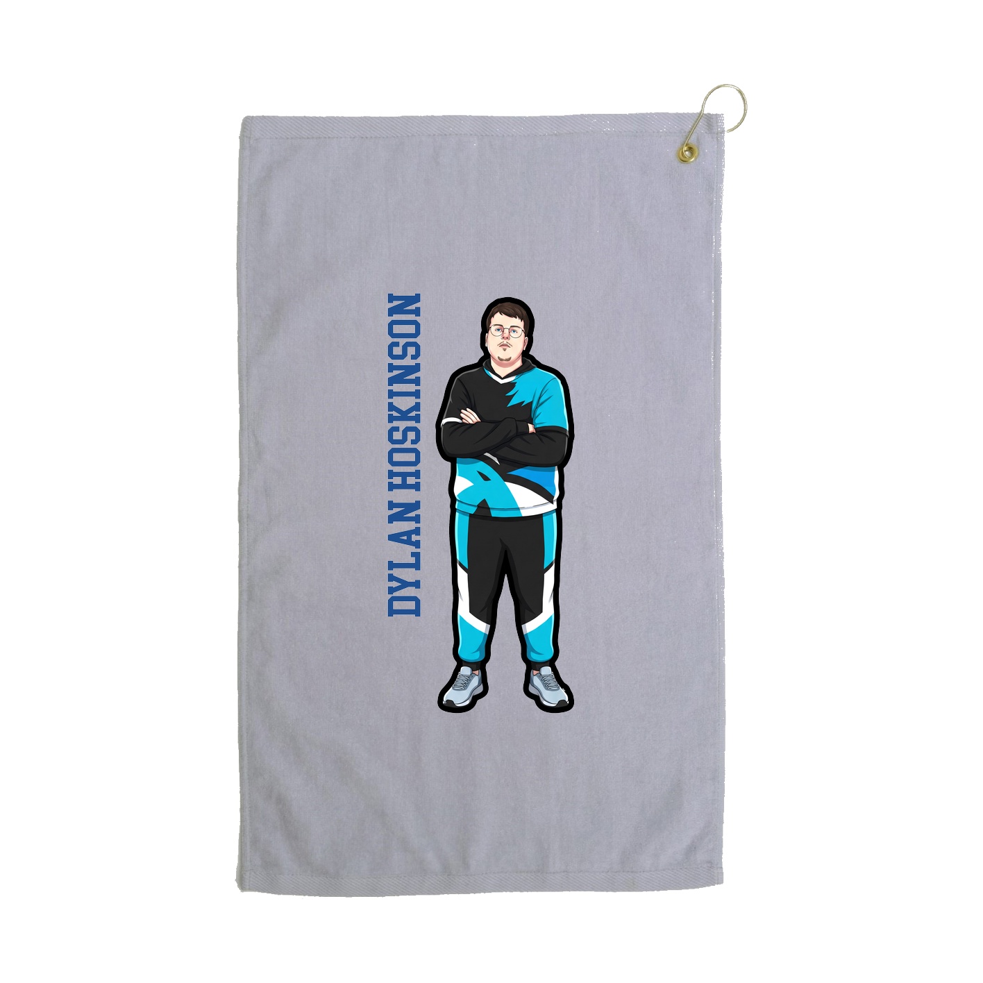 Golf Towel — Name Vertical in Grey