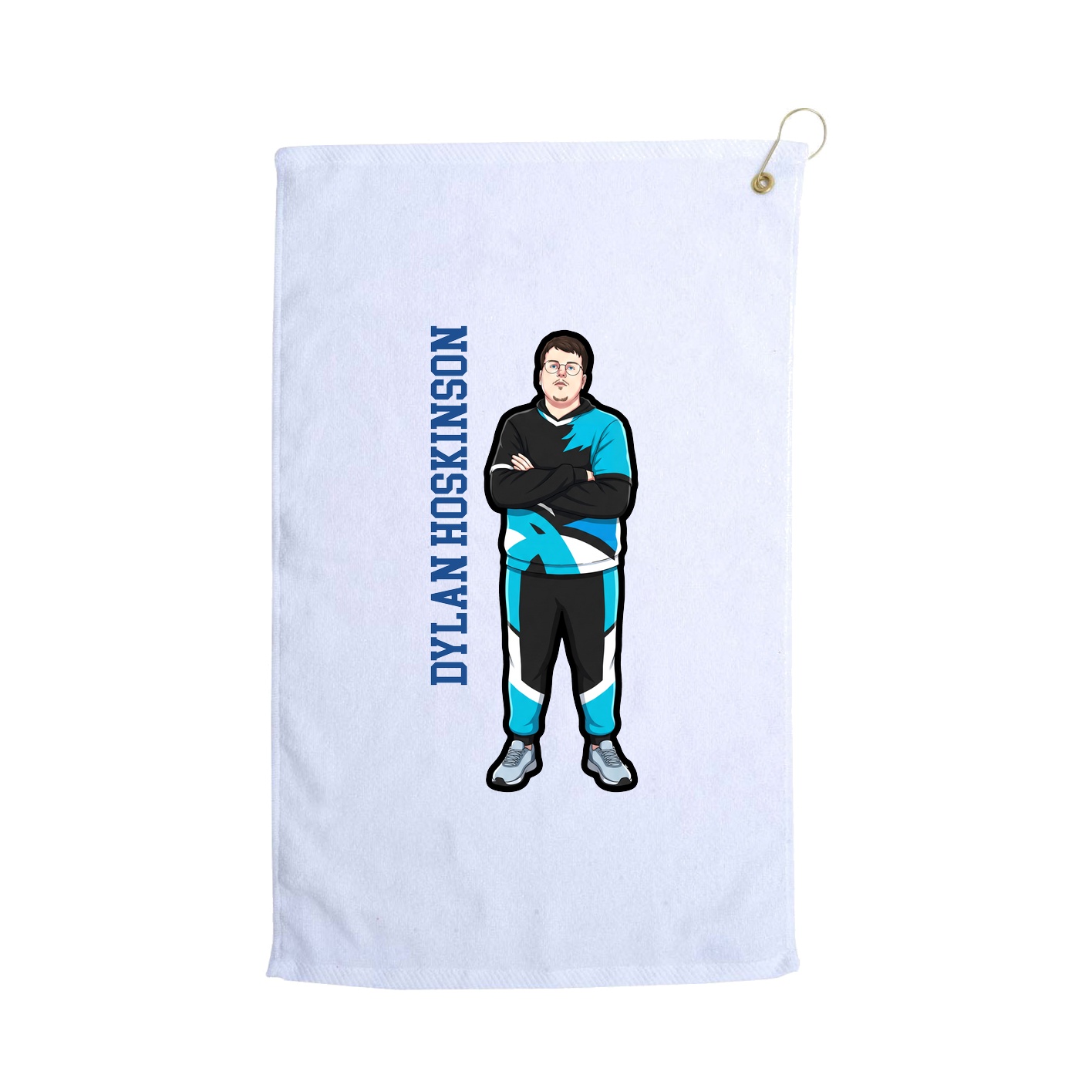 Golf Towel — Name Vertical in White