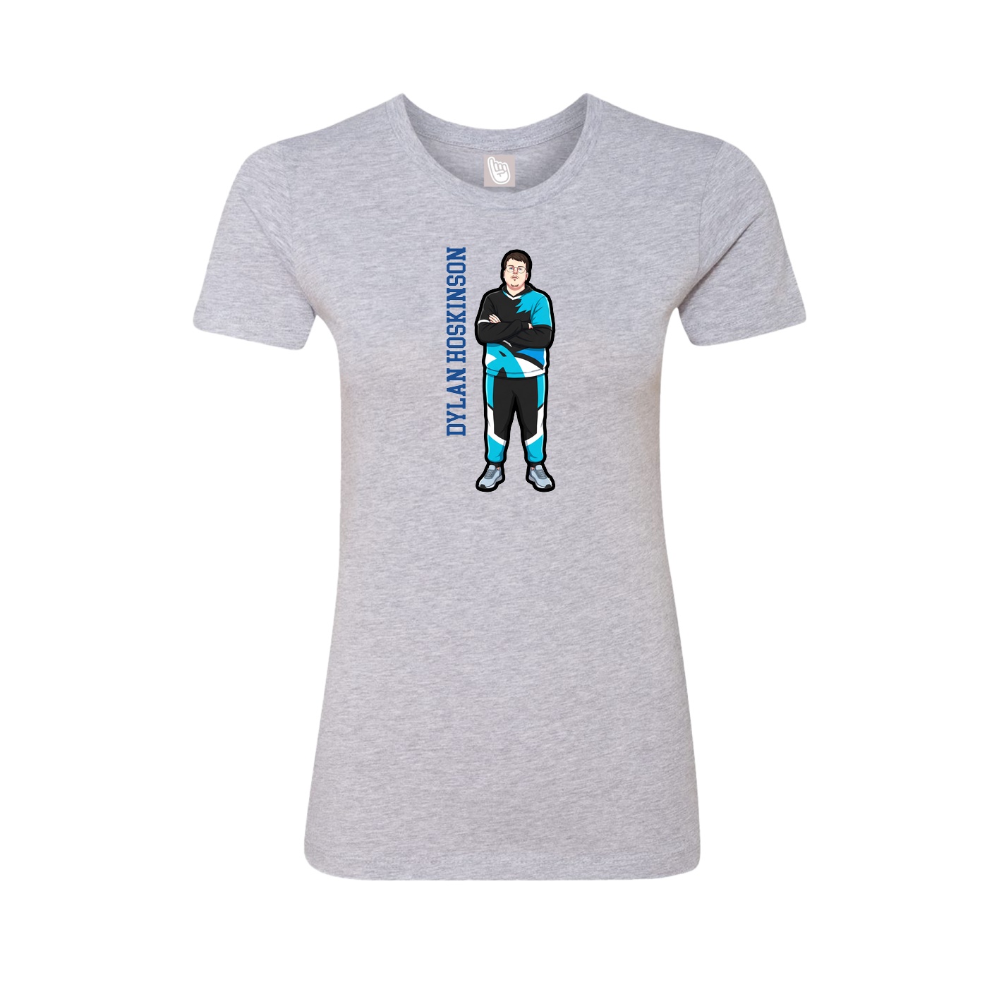 Fitted Women's Tee — Name Vertical in Grey
