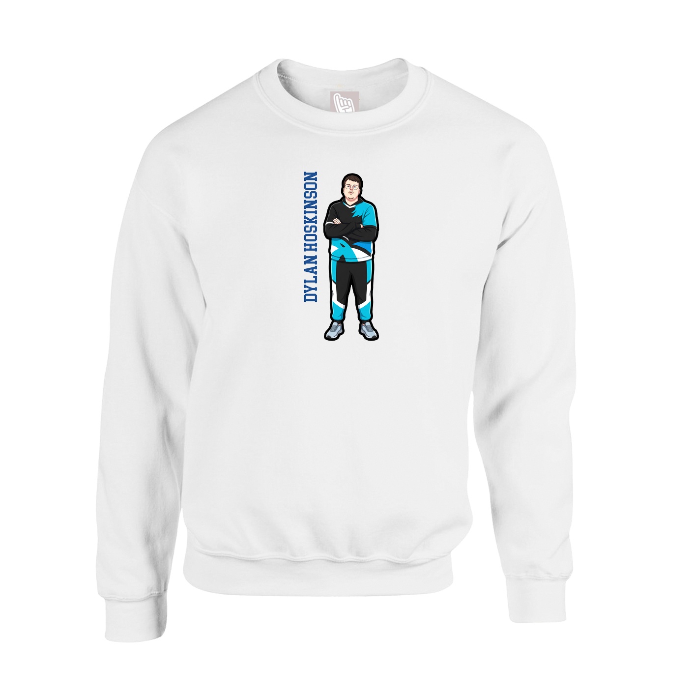 Fleece Crew — Name Vertical in White