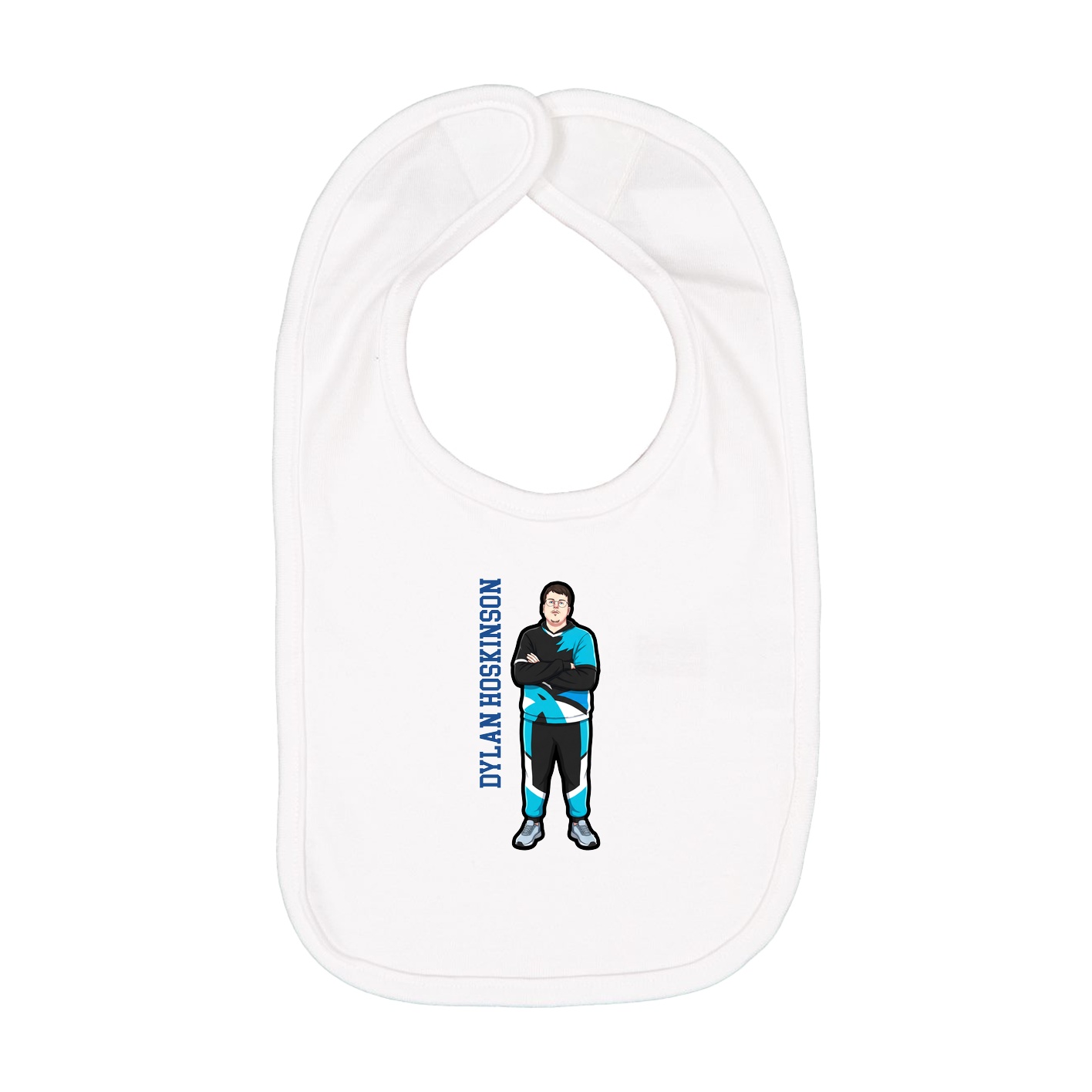 Infant Bib — Name Vertical in White