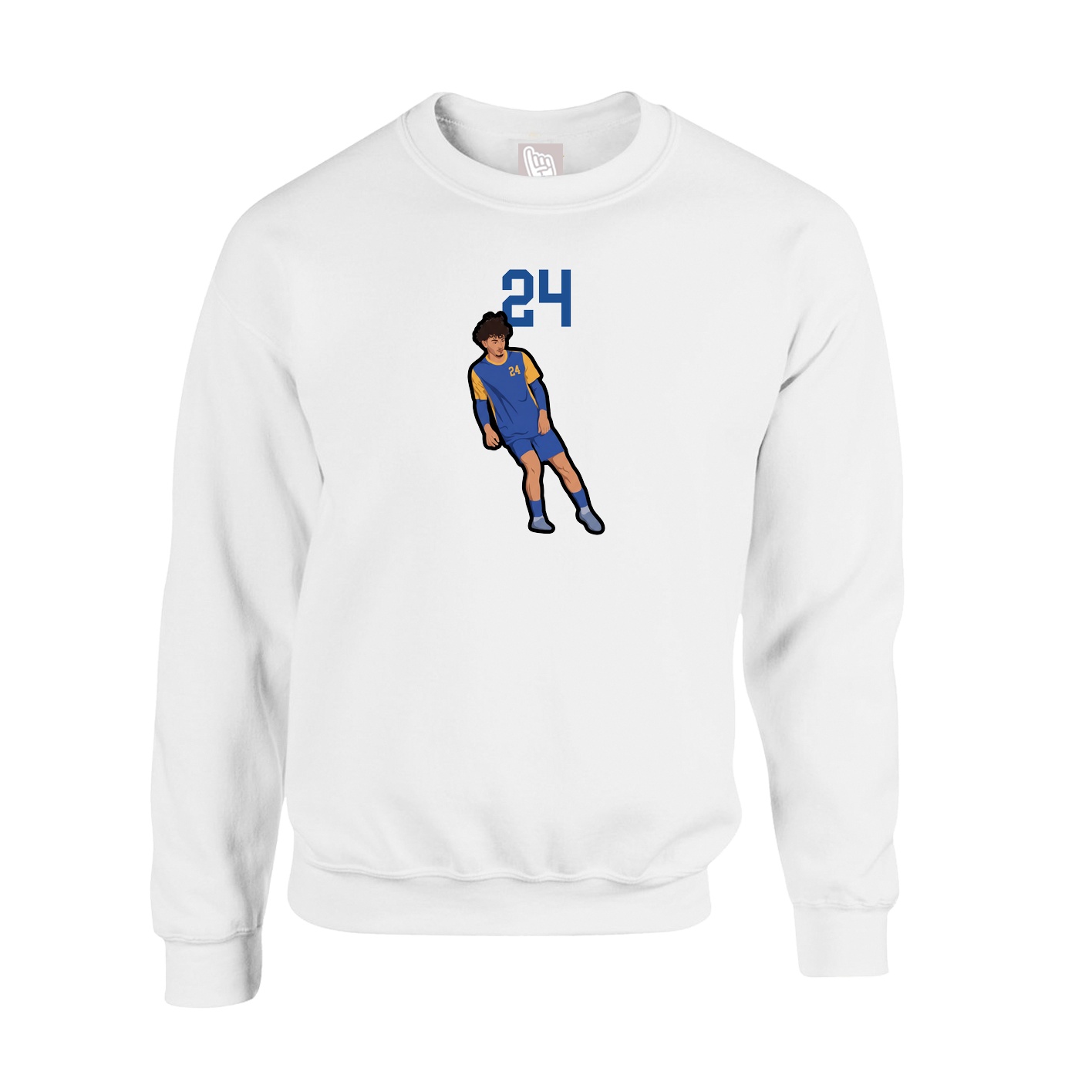 Fleece Crew — Number Top in White